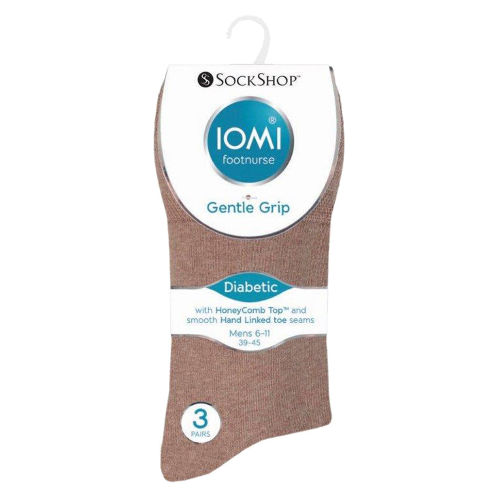 Gentle Grip 6 Pack Mens Elastic Cotton Diabetic Socks with Seamless Toe
