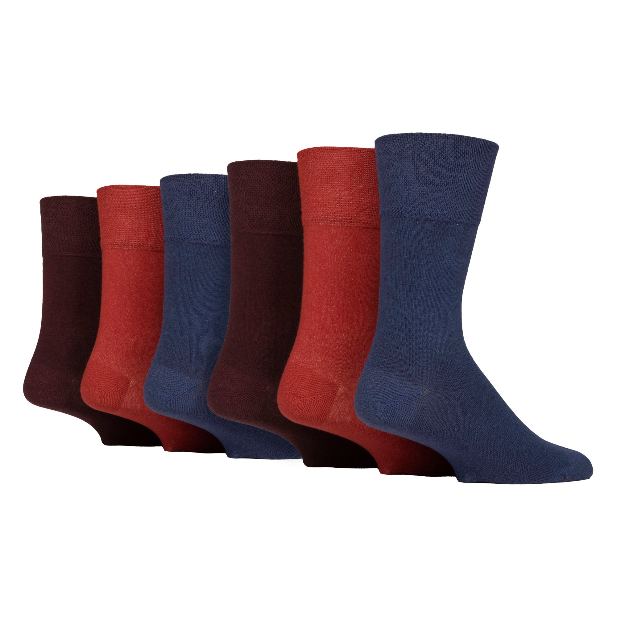 Gentle Grip 6 Pack Mens Elastic Cotton Diabetic Socks with Seamless Toe