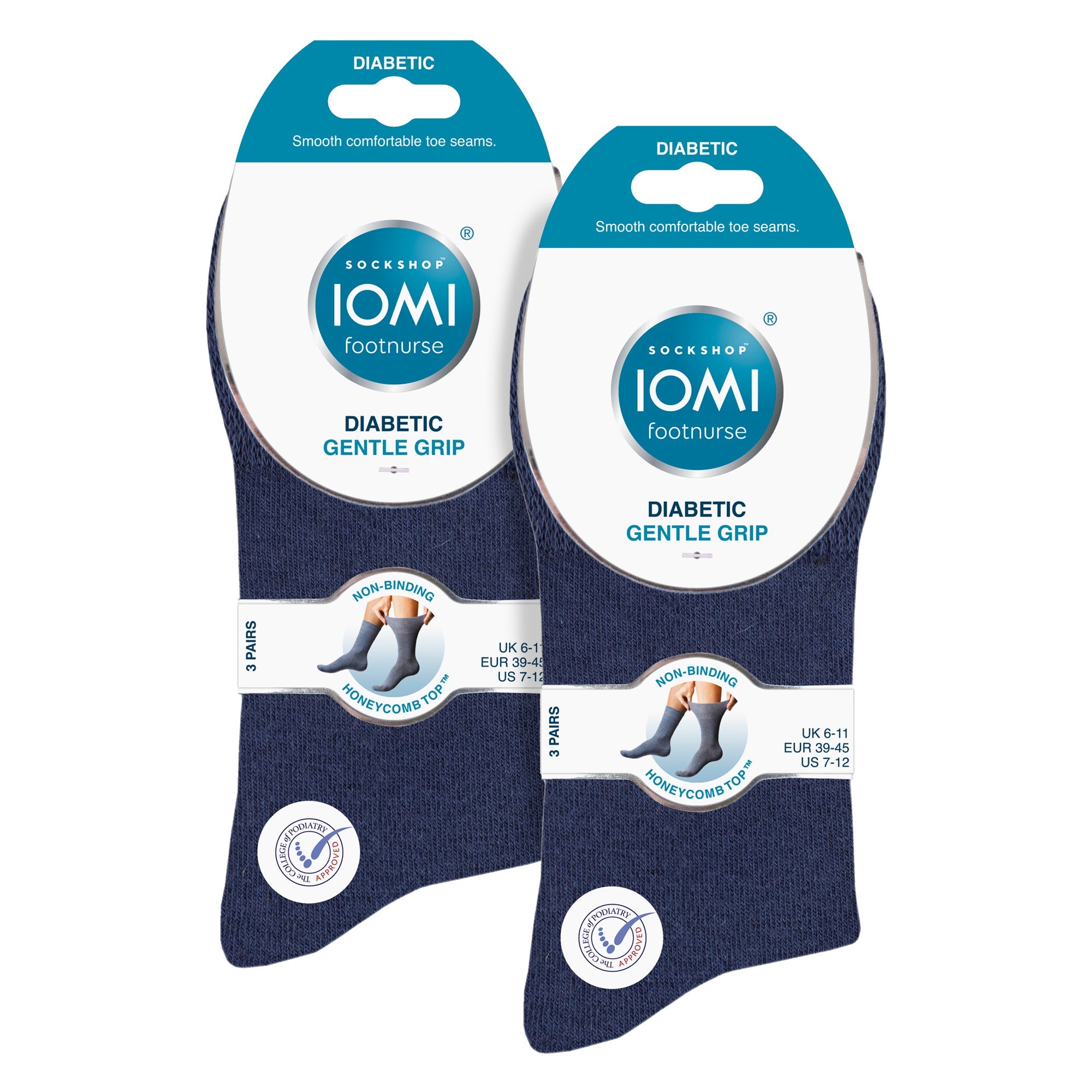 Gentle Grip 6 Pack Mens Elastic Cotton Diabetic Socks with Seamless Toe