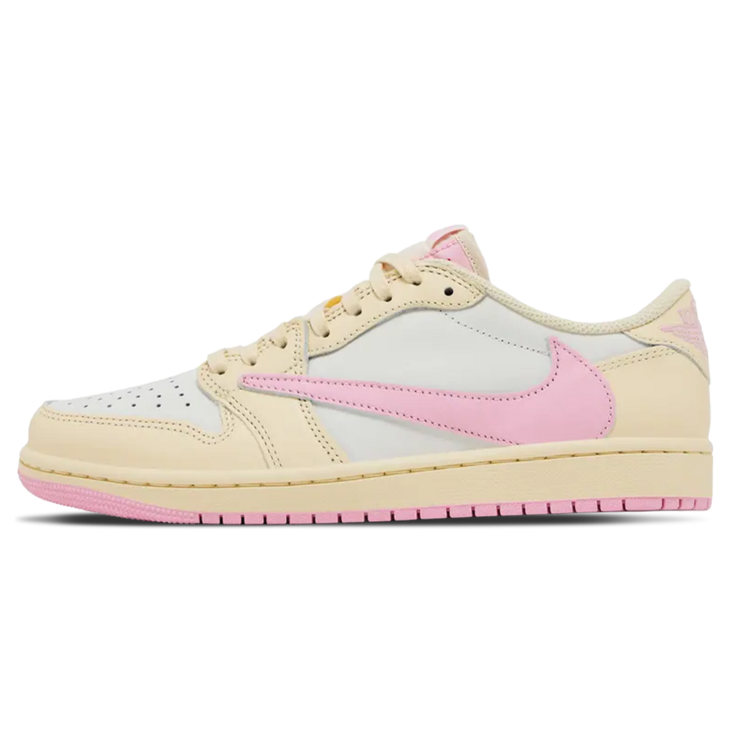 Travis Scott x Air Jordan 1 Low OG Shy Pink trainers main side profile