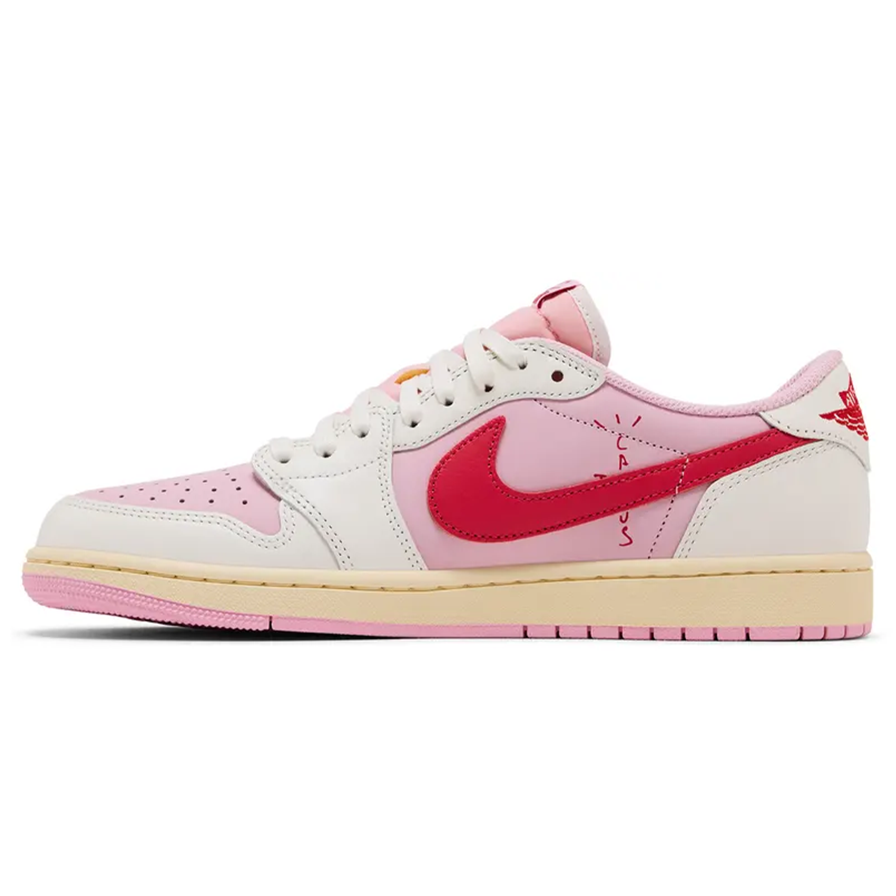 Travis Scott x Air Jordan 1 Low OG Sail Tropical Pink trainers alternate side view