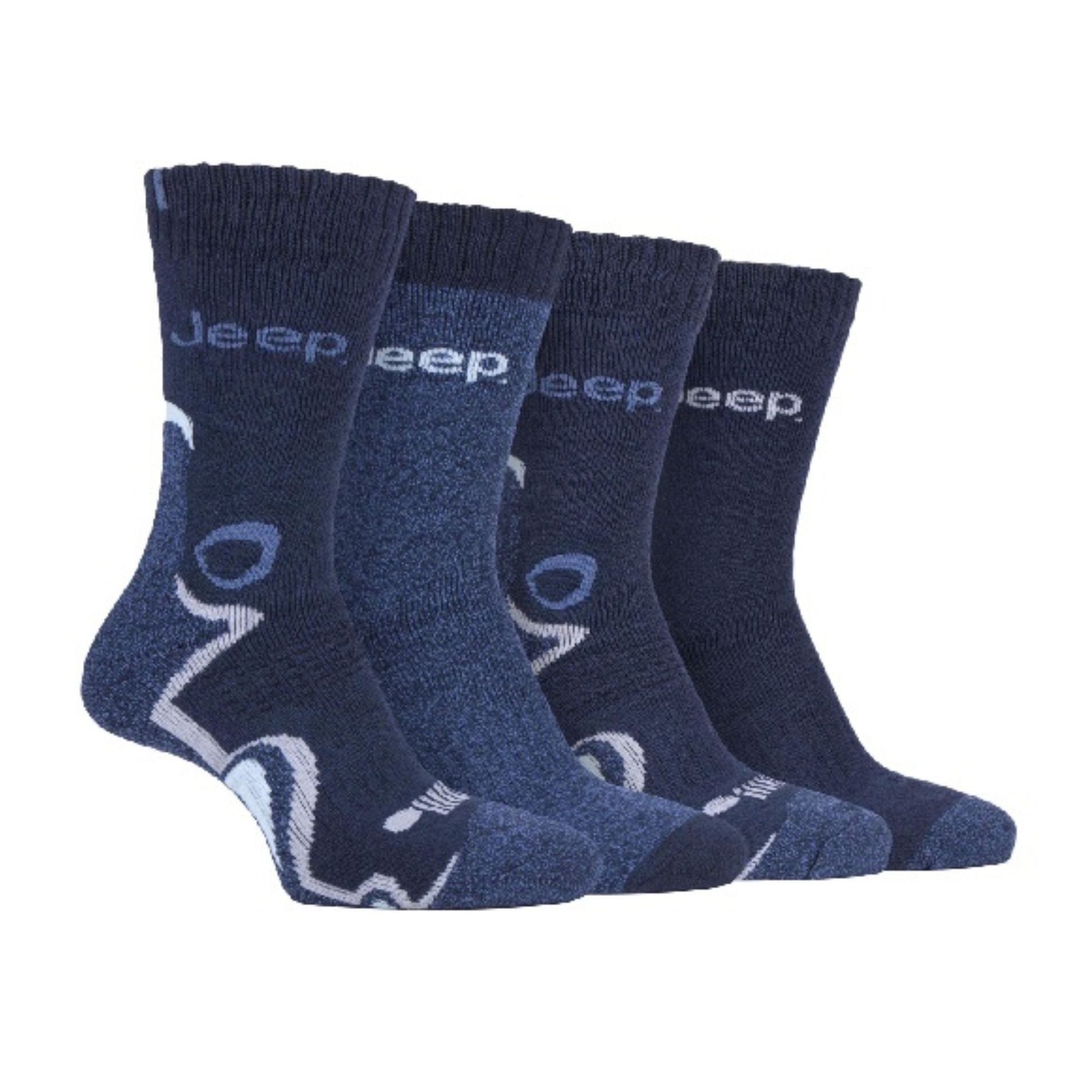Jeep 4 Pack Mens Anti Blister Cushioned Performance Boot Socks