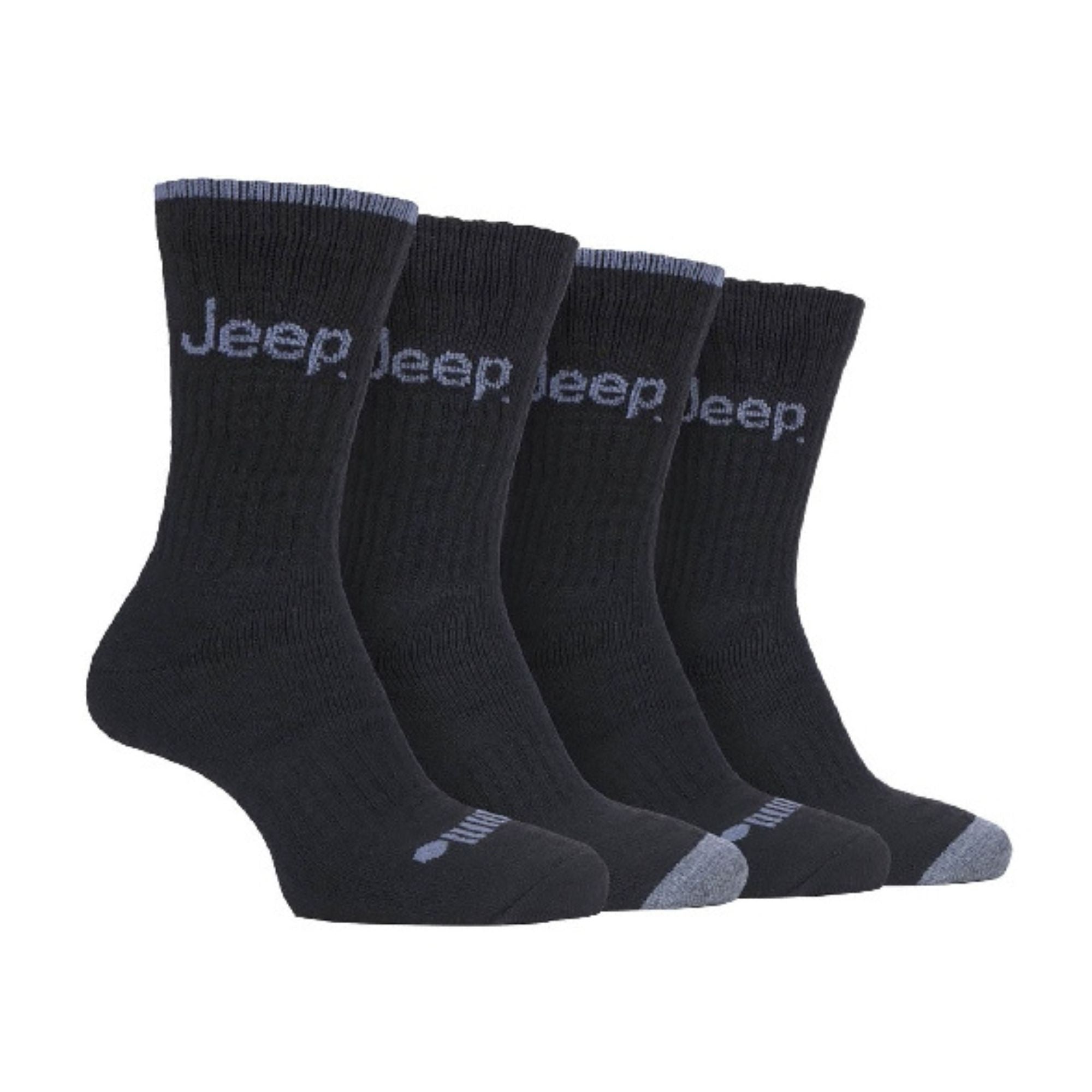 Jeep 4 Pack Mens Anti Blister Cushioned Performance Boot Socks