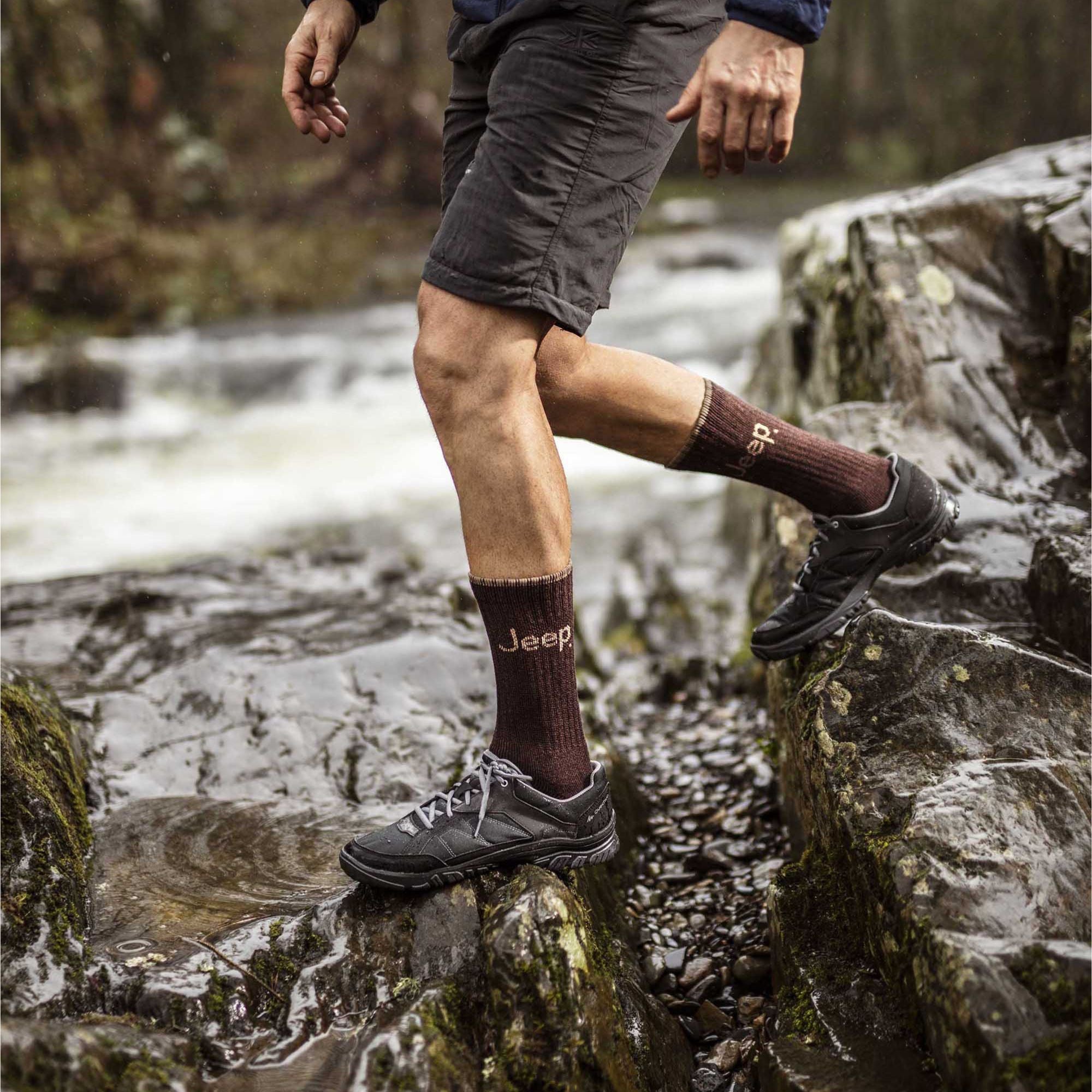 Jeep 4 Pack Mens Anti Blister Cushioned Performance Boot Socks