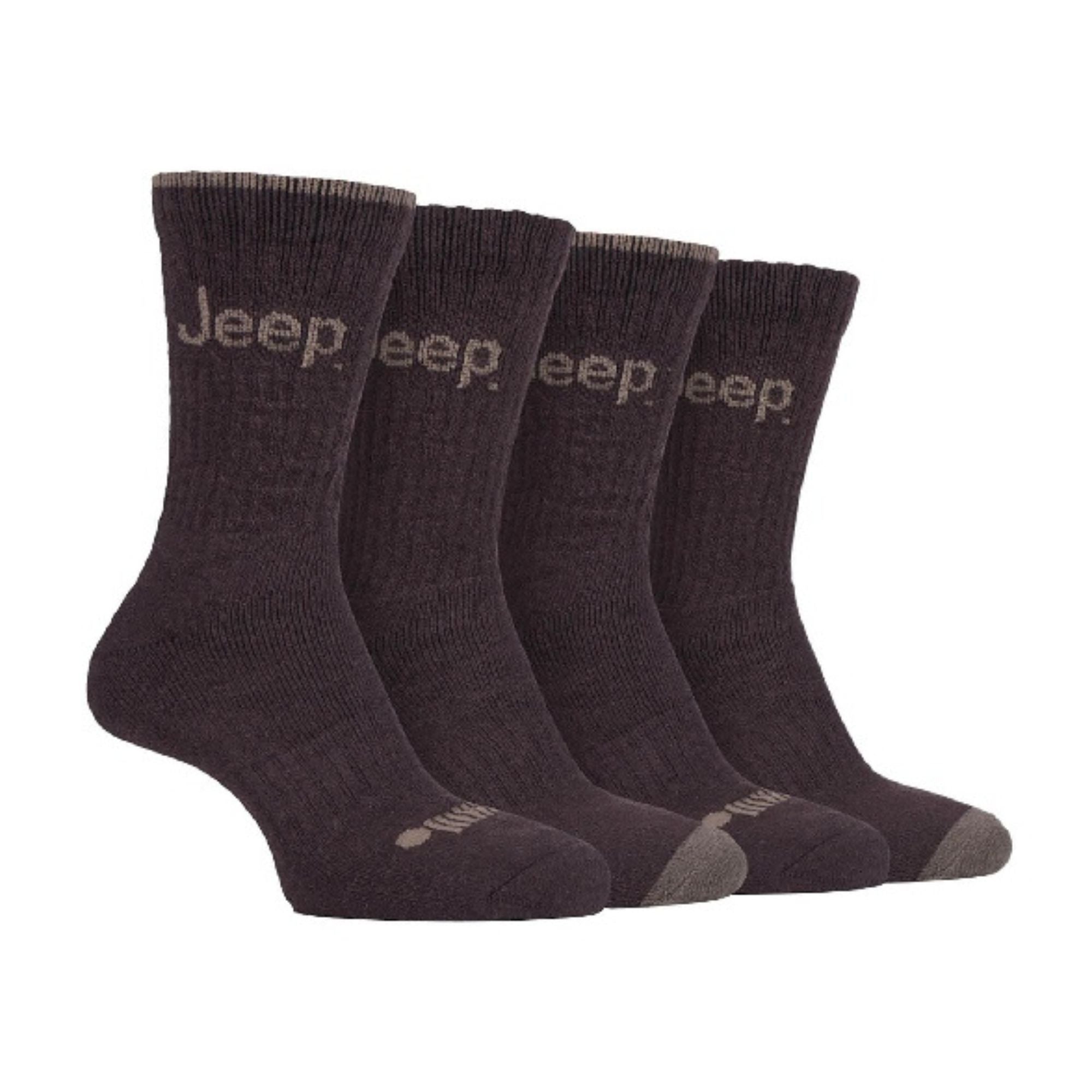 Jeep 4 Pack Mens Anti Blister Cushioned Performance Boot Socks