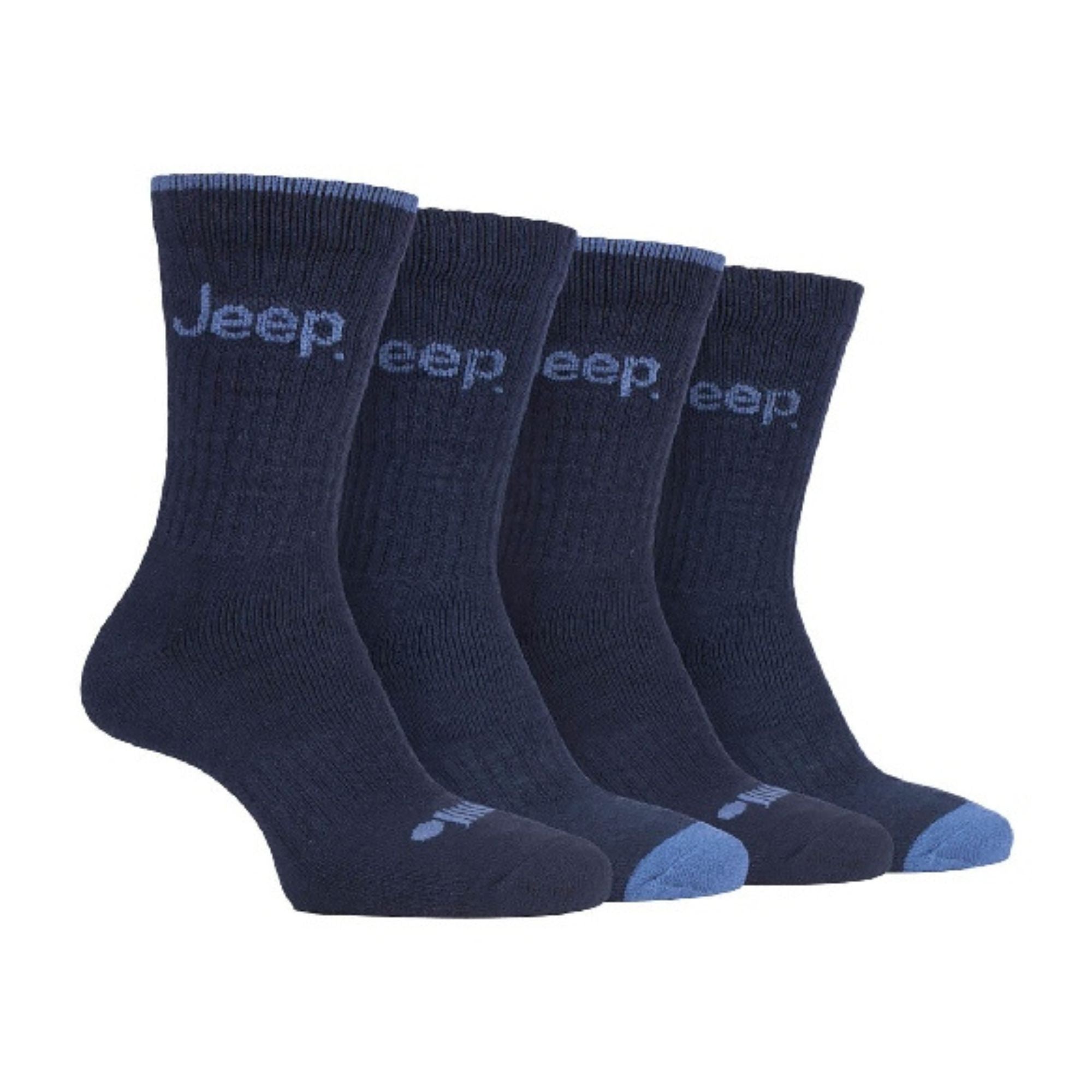 Jeep 4 Pack Mens Anti Blister Cushioned Performance Boot Socks