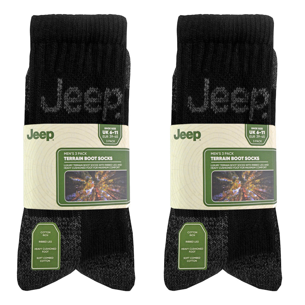 Jeep Mens Luxury Cushioned Cotton Hiking Socks Multipack Options