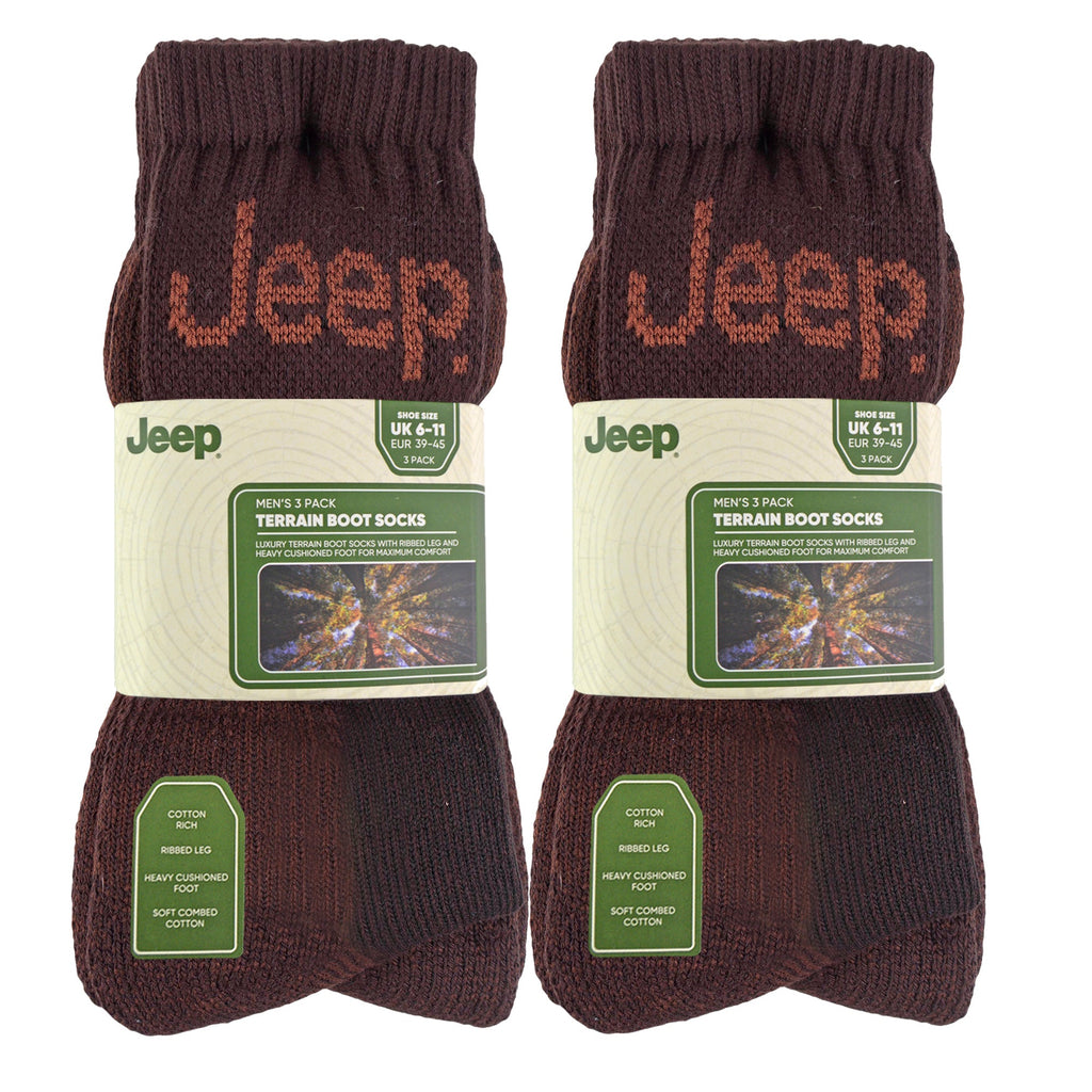Jeep Mens Luxury Cushioned Cotton Hiking Socks Multipack Options