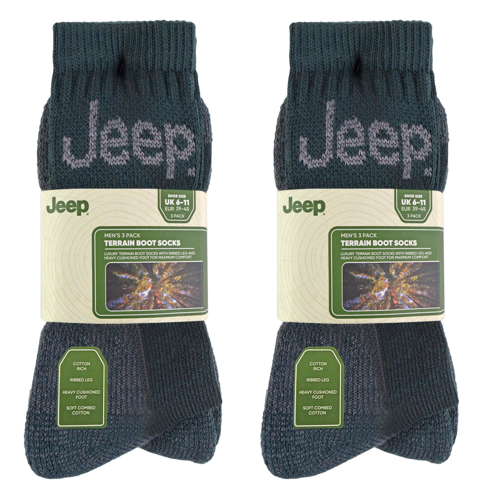 Jeep Mens Luxury Cushioned Cotton Hiking Socks Multipack Options
