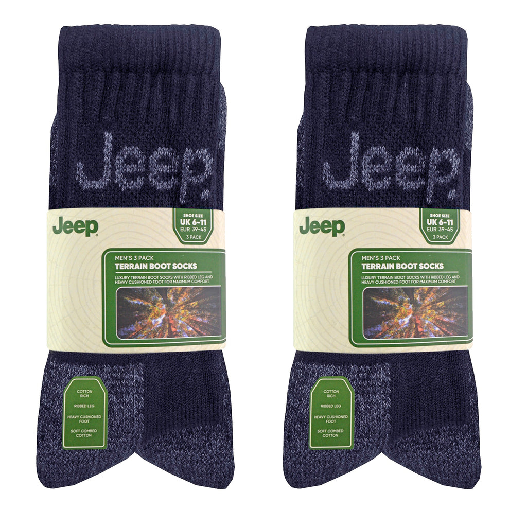 Jeep Mens Luxury Cushioned Cotton Hiking Socks Multipack Options