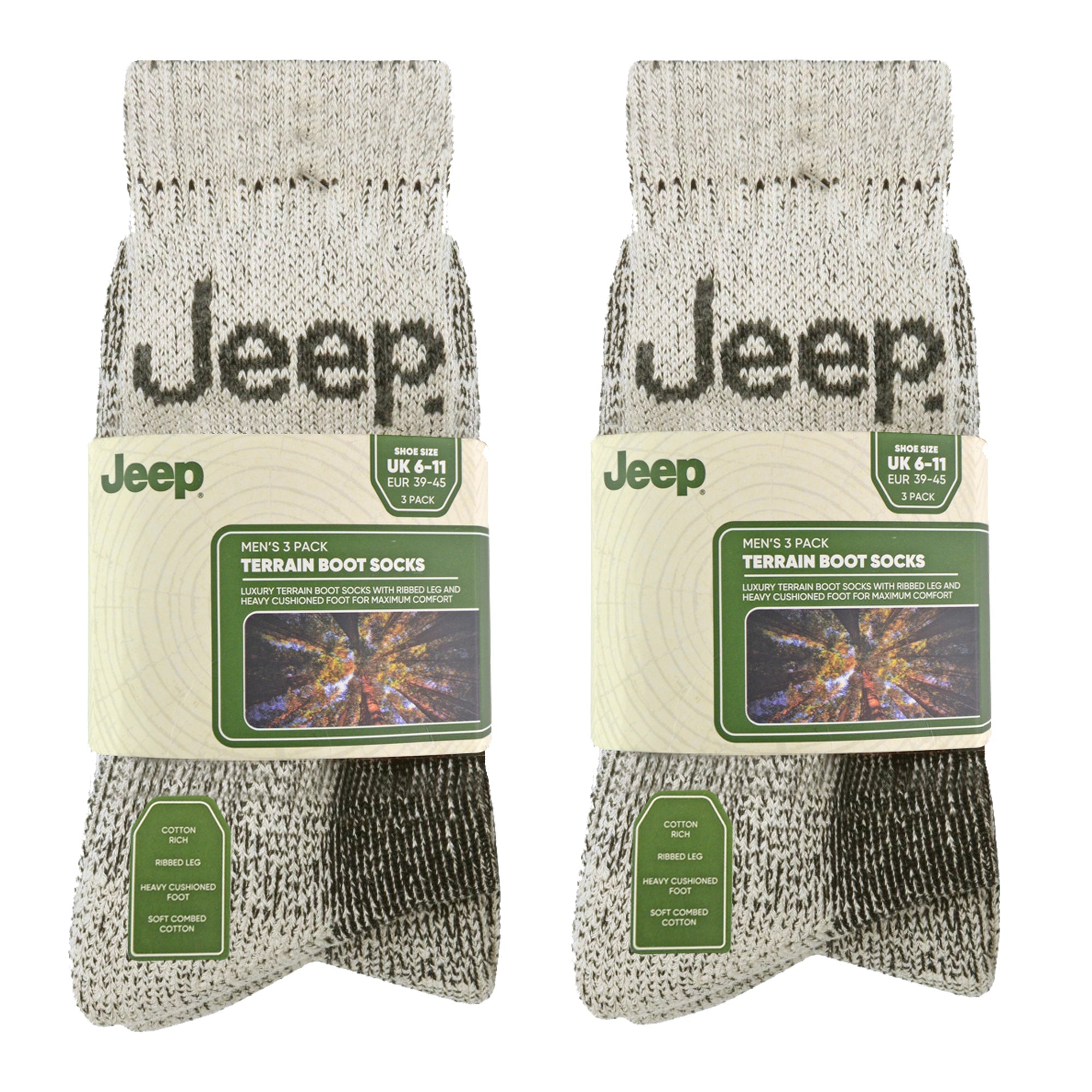 Jeep Mens Luxury Cushioned Cotton Hiking Socks Multipack Options