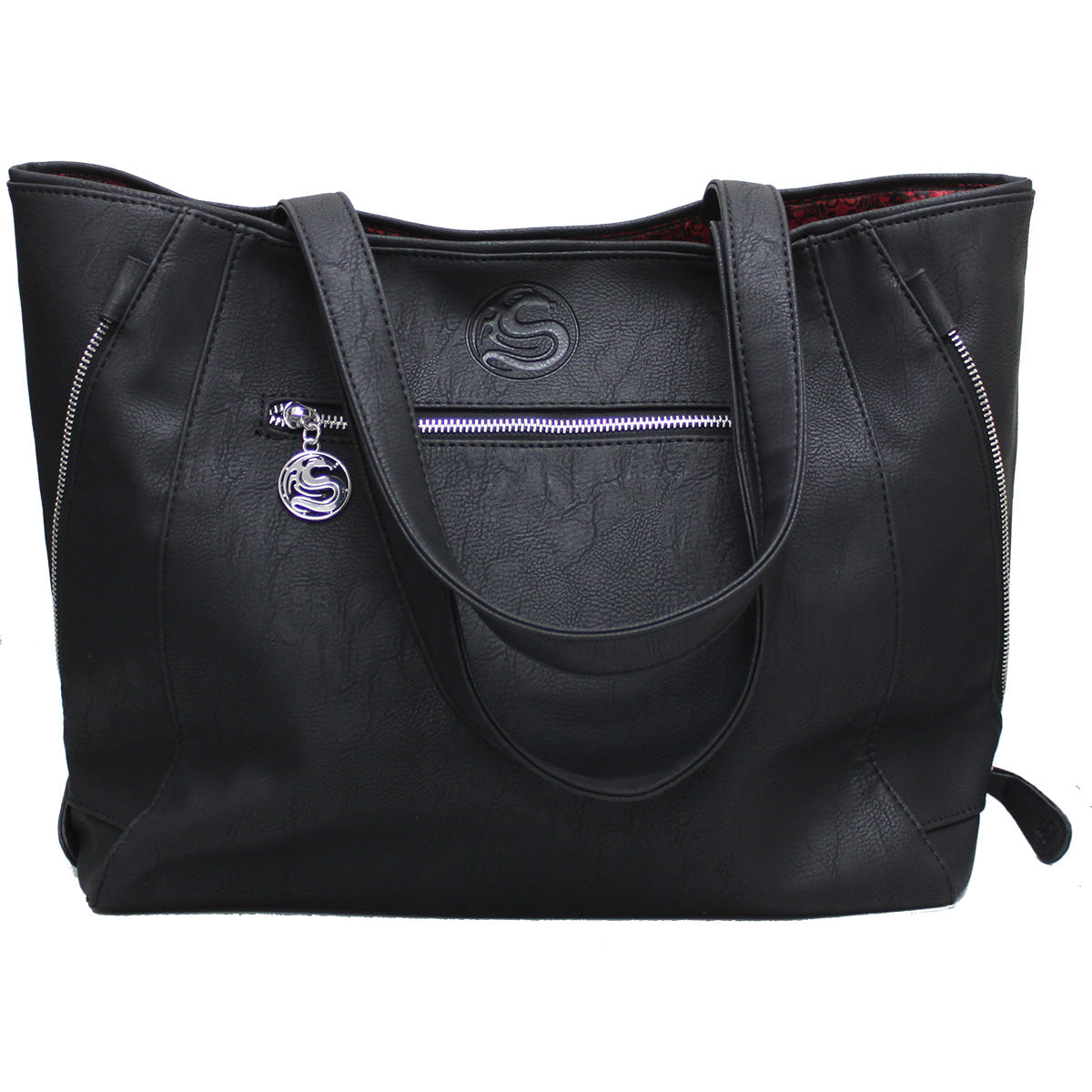 Burnt Rose studded tote bag side view