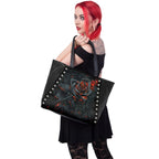 Burnt Rose studded tote bag close detail