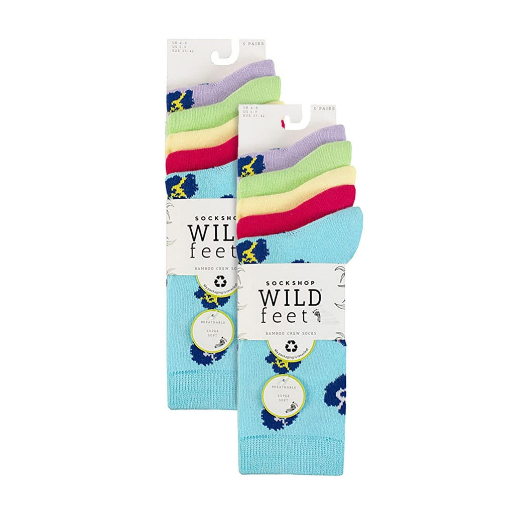Wildfeet 10 Pairs Womens Bamboo Crew Socks with Patterns