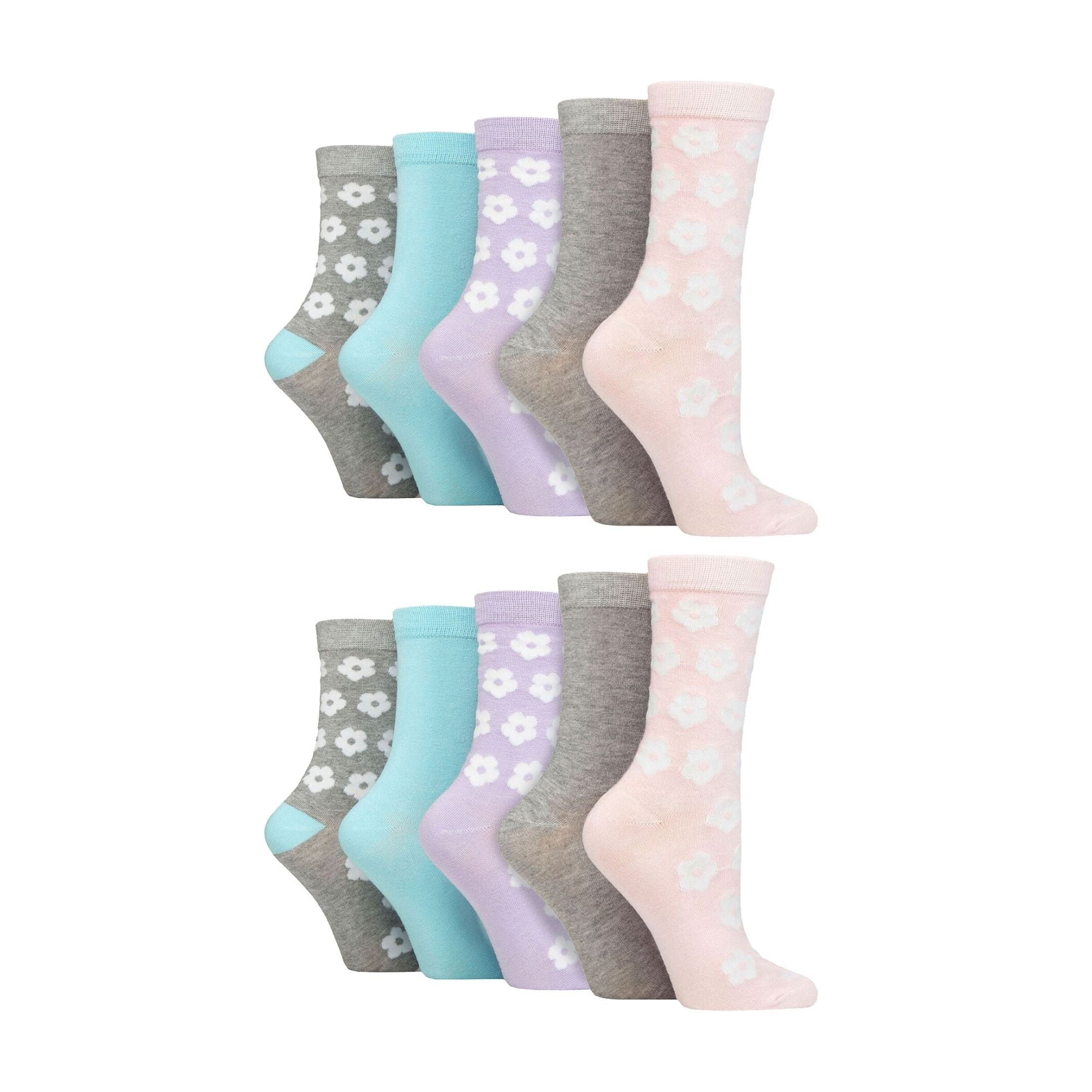Wildfeet 10 Pairs Womens Bamboo Crew Socks with Patterns