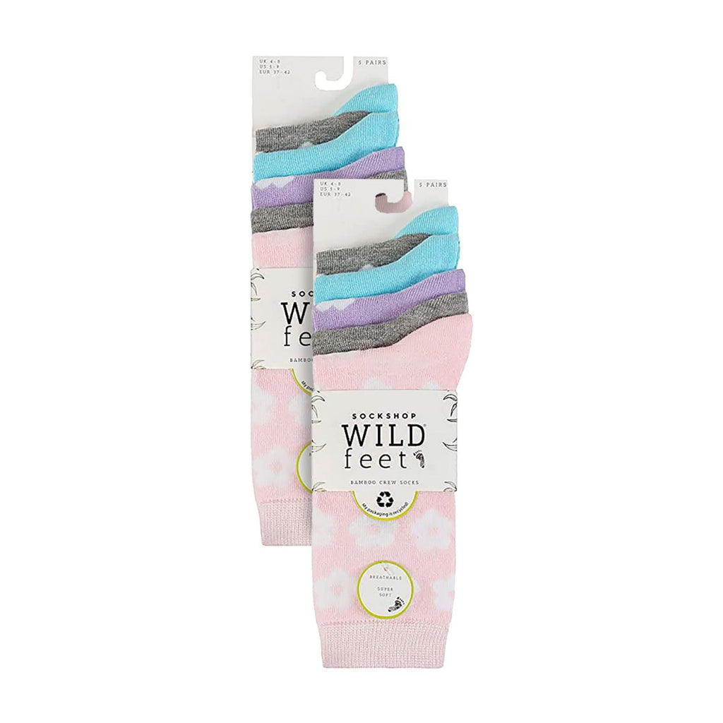 Wildfeet 10 Pairs Womens Bamboo Crew Socks with Patterns