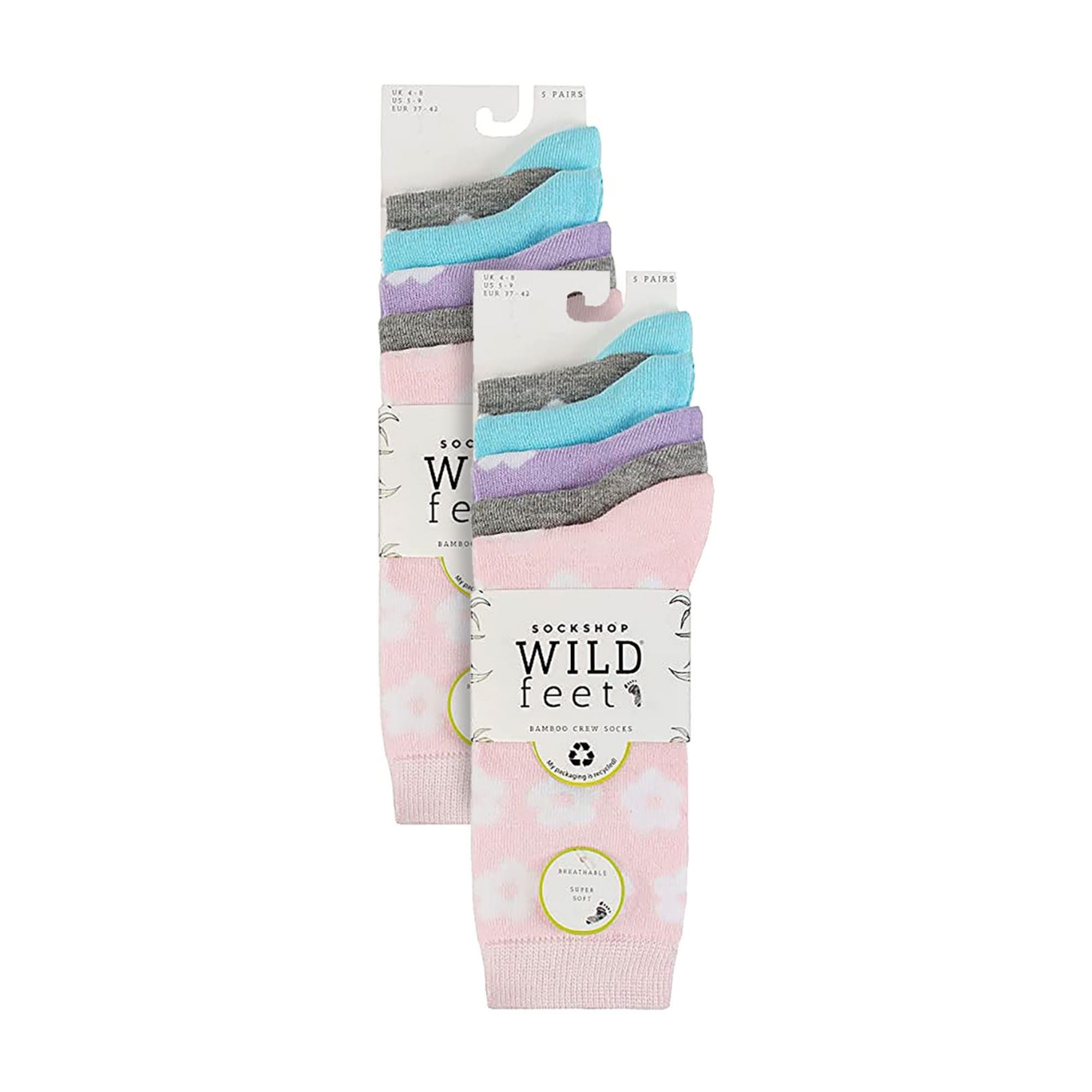 Wildfeet 10 Pairs Womens Bamboo Crew Socks with Patterns