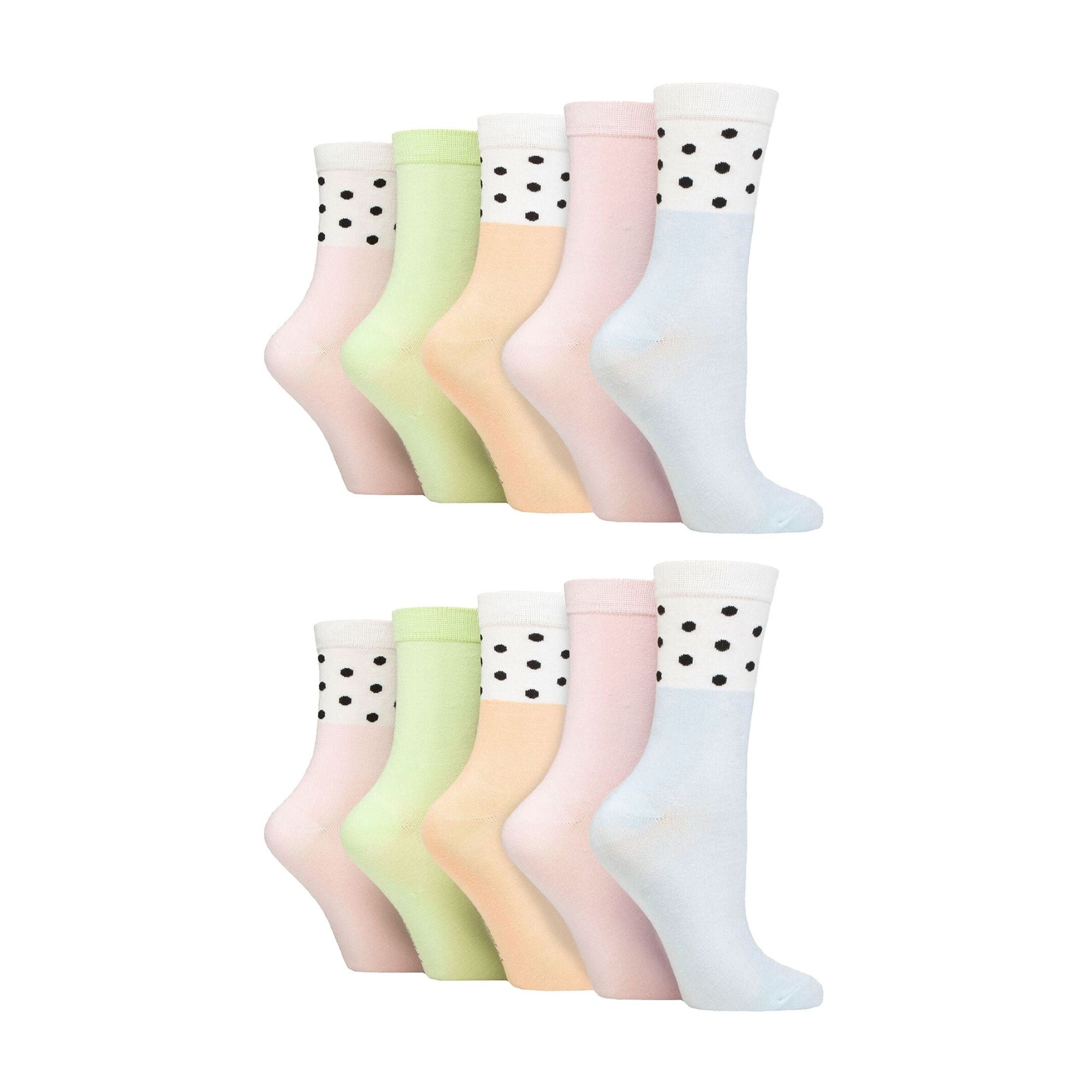 Wildfeet 10 Pairs Womens Bamboo Crew Socks with Patterns