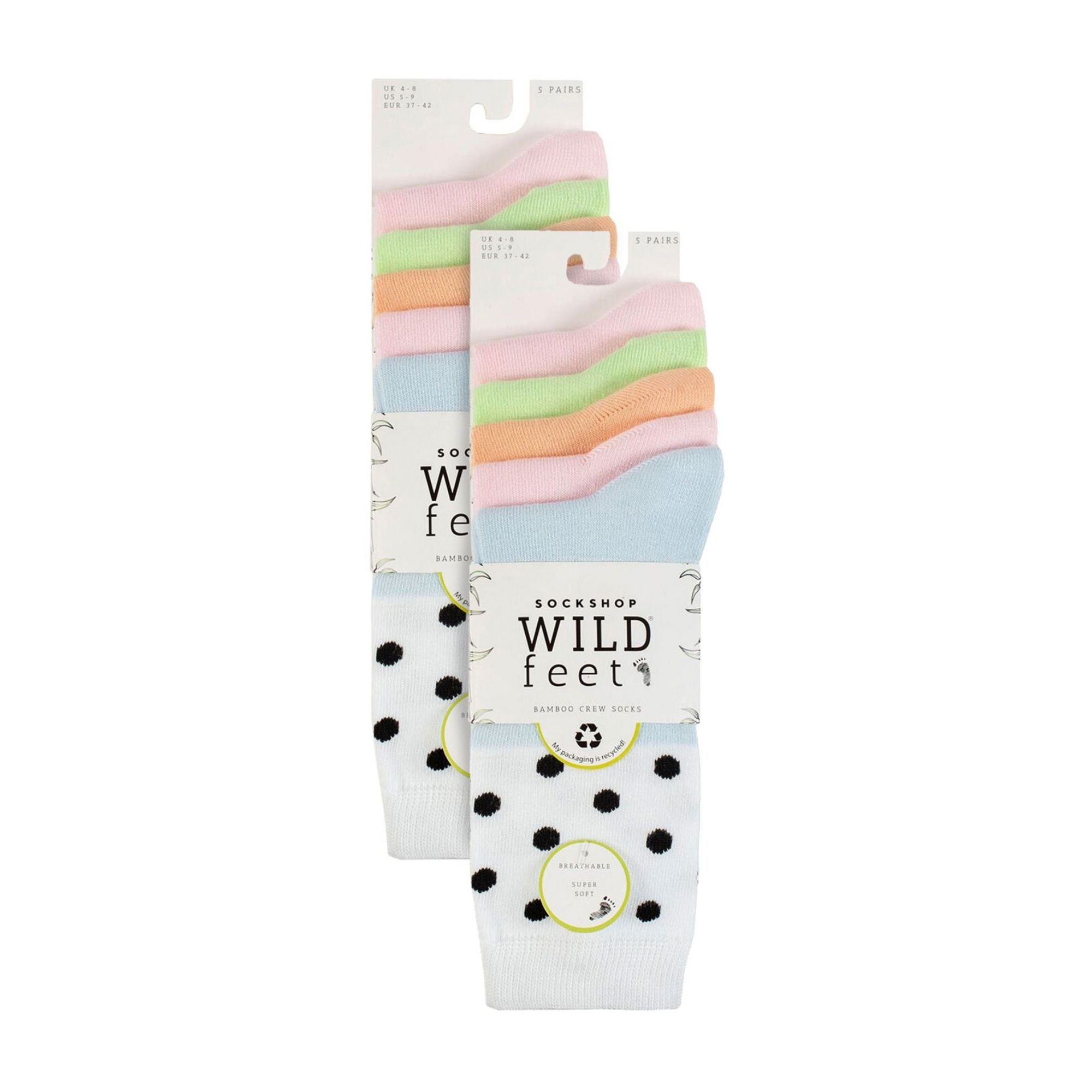 Wildfeet 10 Pairs Womens Bamboo Crew Socks with Patterns