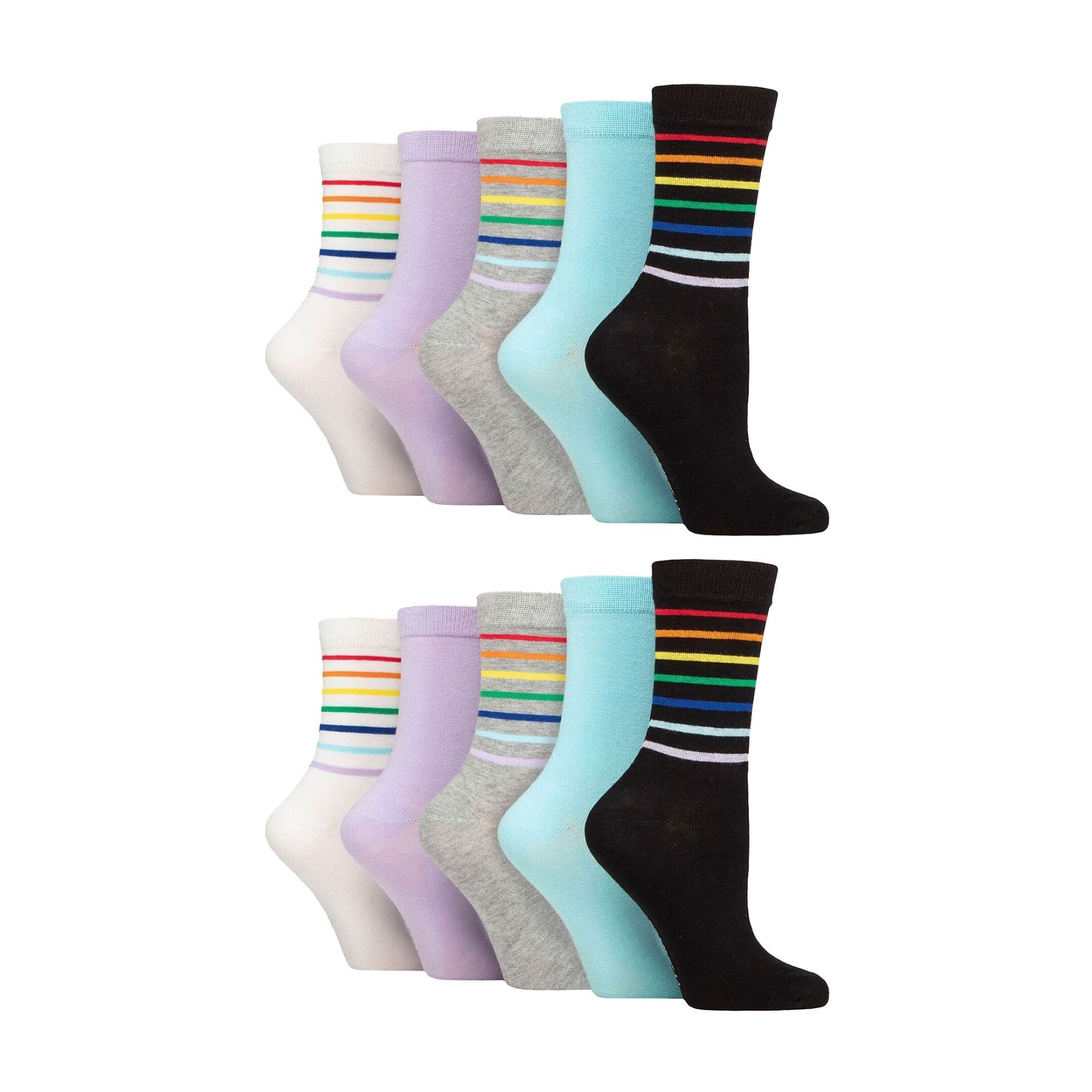 Wildfeet 10 Pairs Womens Bamboo Crew Socks with Patterns