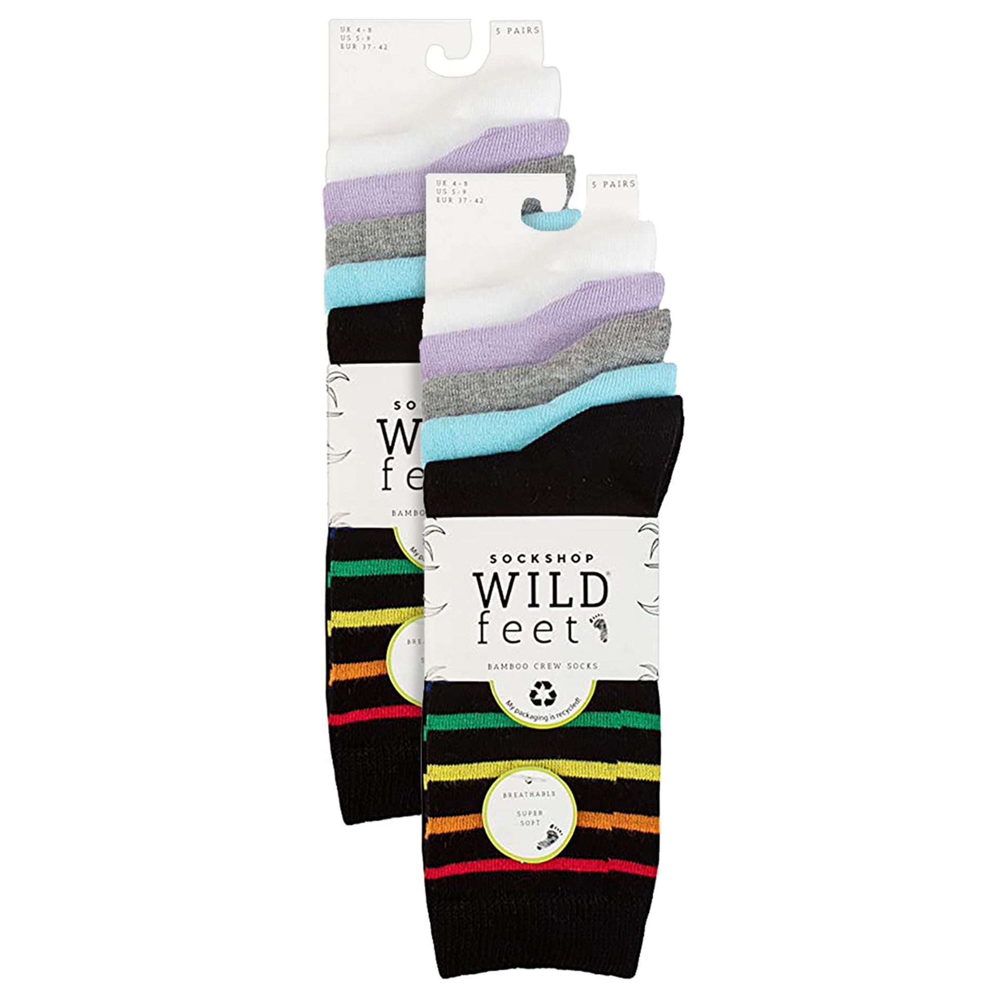 Wildfeet 10 Pairs Womens Bamboo Crew Socks with Patterns