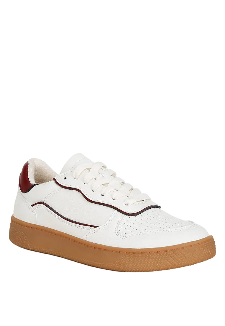 Leather Lace Up Round Toe Trainers