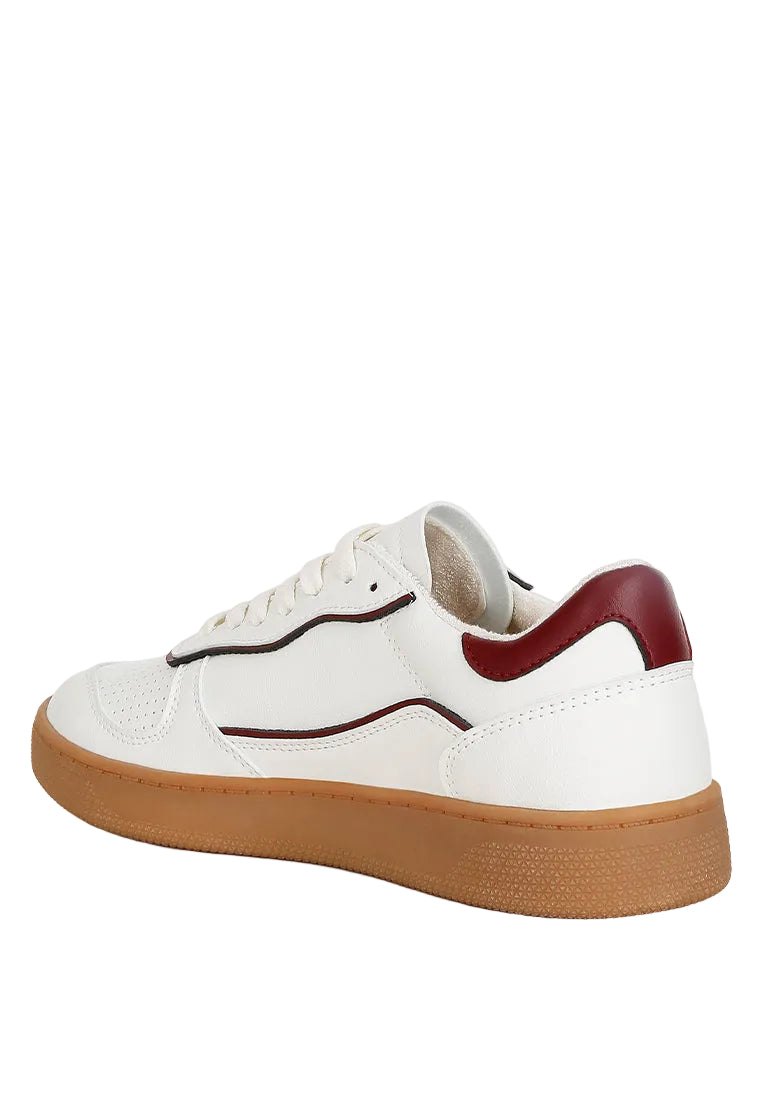 Leather Lace Up Round Toe Trainers