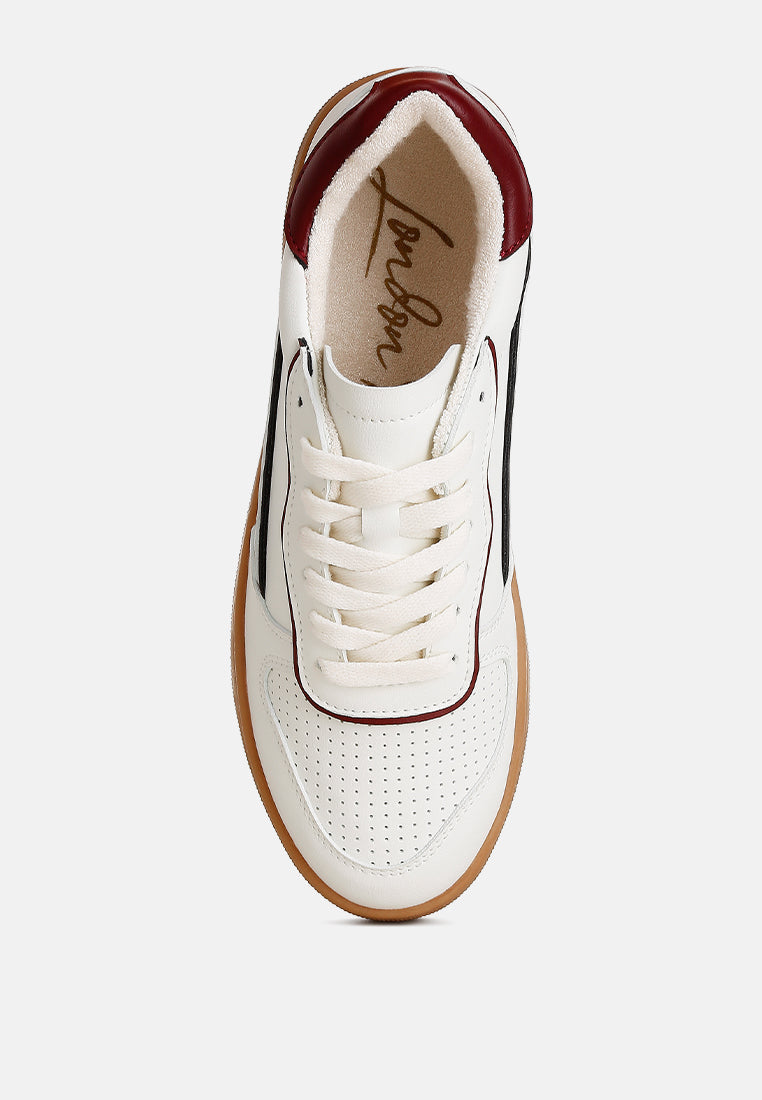 Leather Lace Up Round Toe Trainers