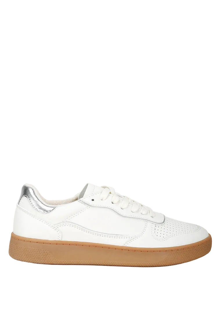 Leather Lace Up Round Toe Trainers
