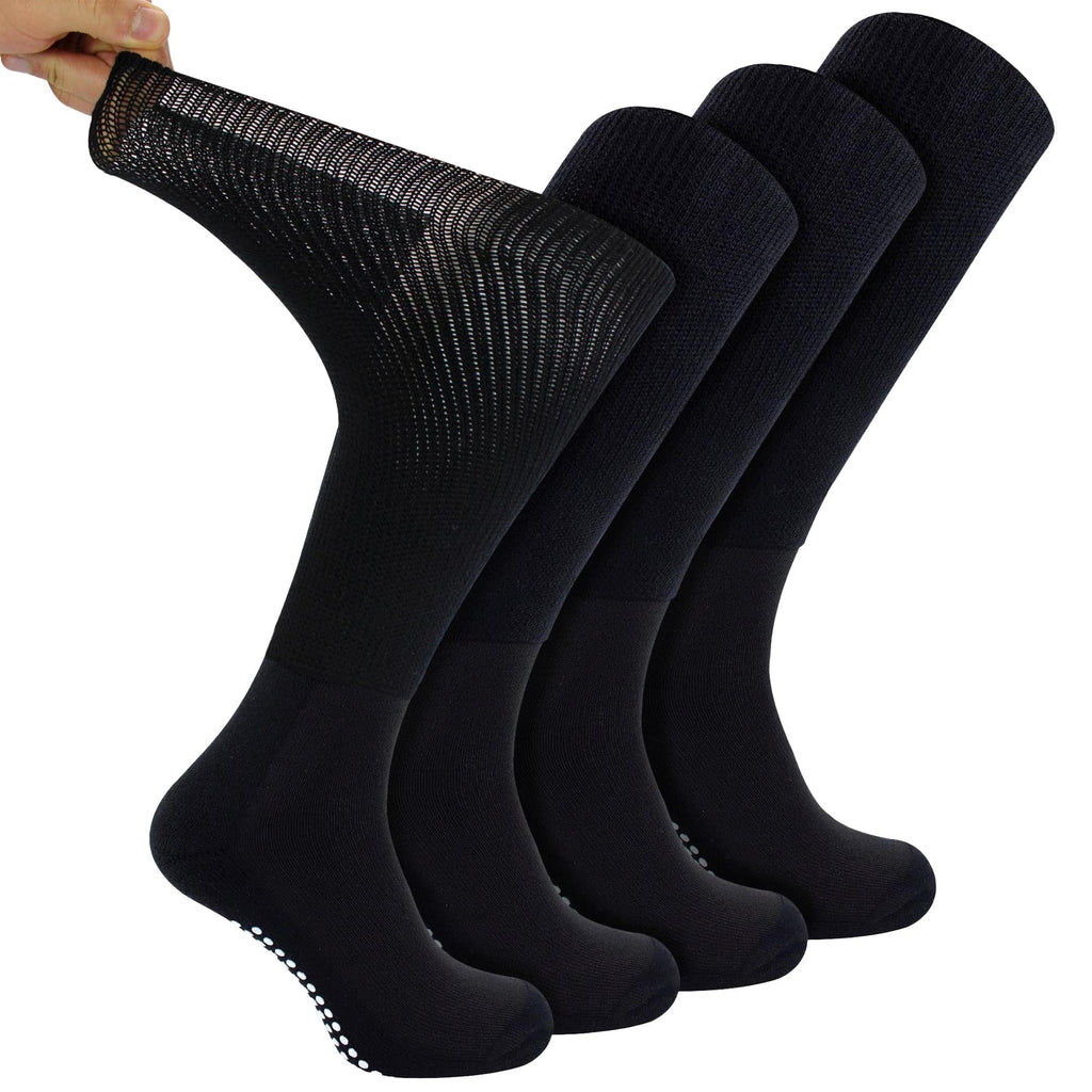 Dr.Socks 4 Pack Long Bamboo Diabetic Socks with Grips for Men and Women