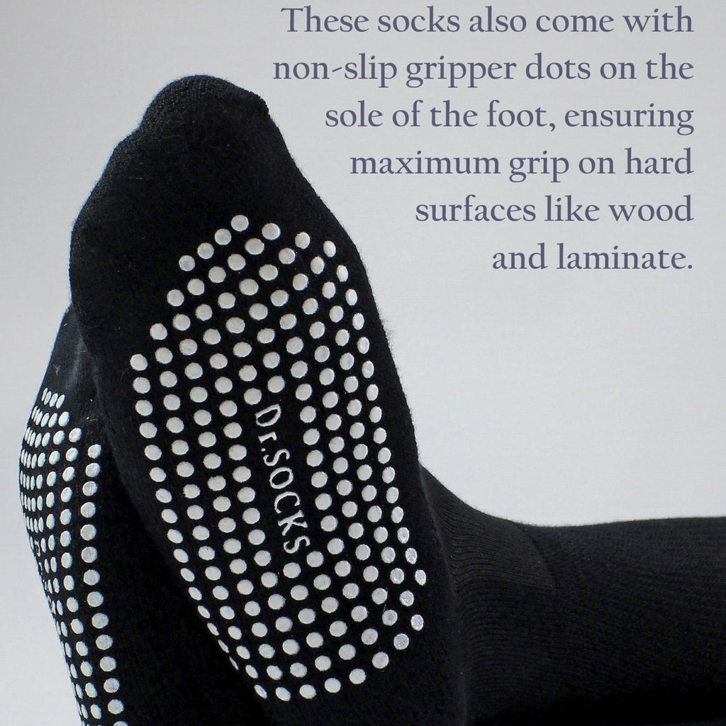 Dr.Socks 4 Pack Long Bamboo Diabetic Socks with Grips for Men and Women