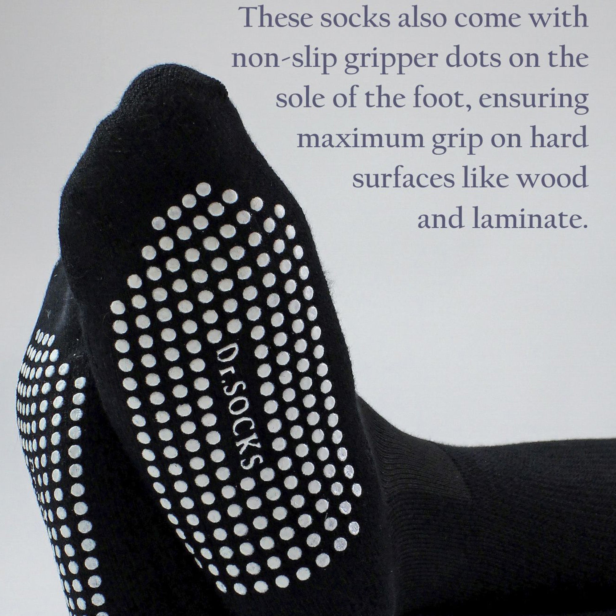 Dr.Socks 4 Pack Long Bamboo Diabetic Socks with Grips for Men and Women