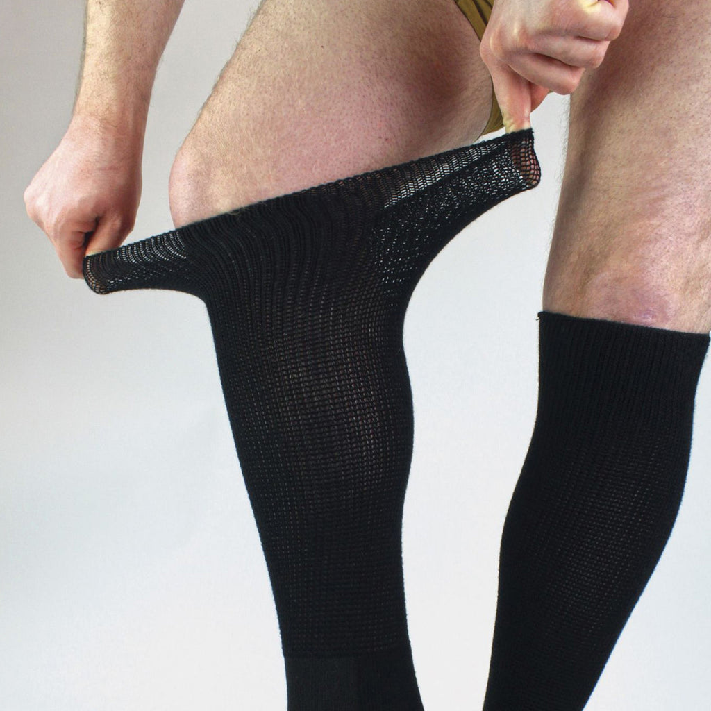 Dr.Socks 4 Pack Long Bamboo Diabetic Socks with Grips for Men and Women