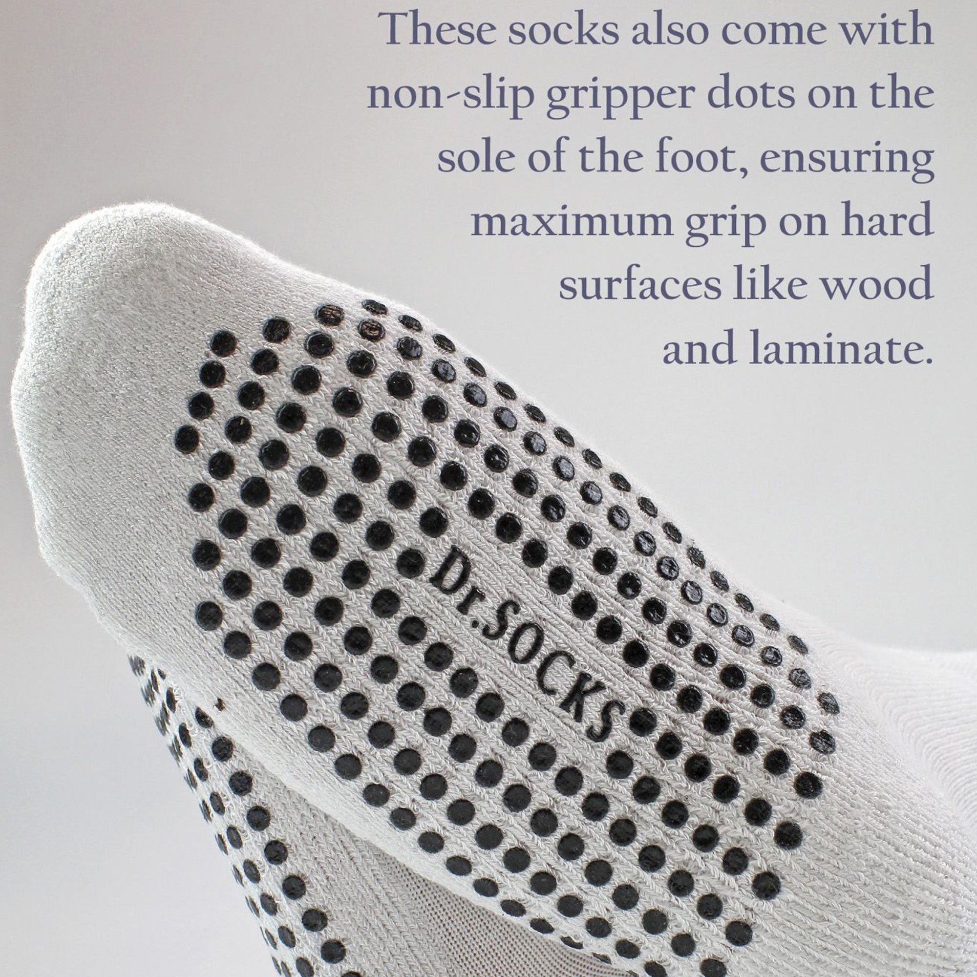 Dr.Socks 4 Pack Long Bamboo Diabetic Socks with Grips for Men and Women