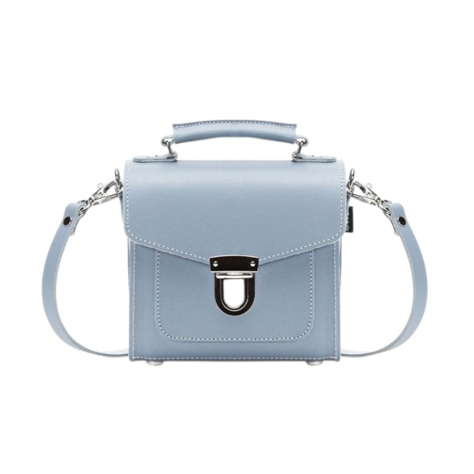 Zatchels Lilac Grey Sugarcube Handmade Leather Handbag front view