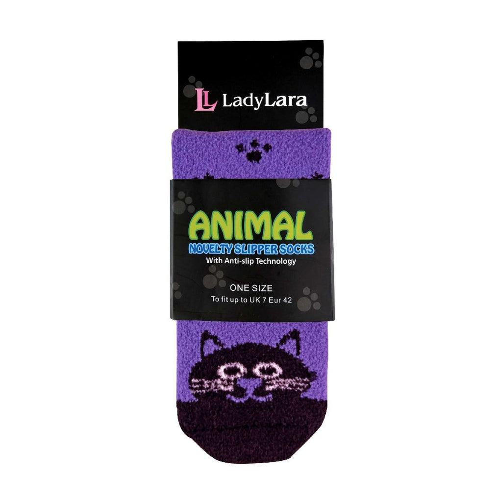 Sock Snob 1 Pack Womens Fluffy Animal Pattern Slipper Socks with Grips