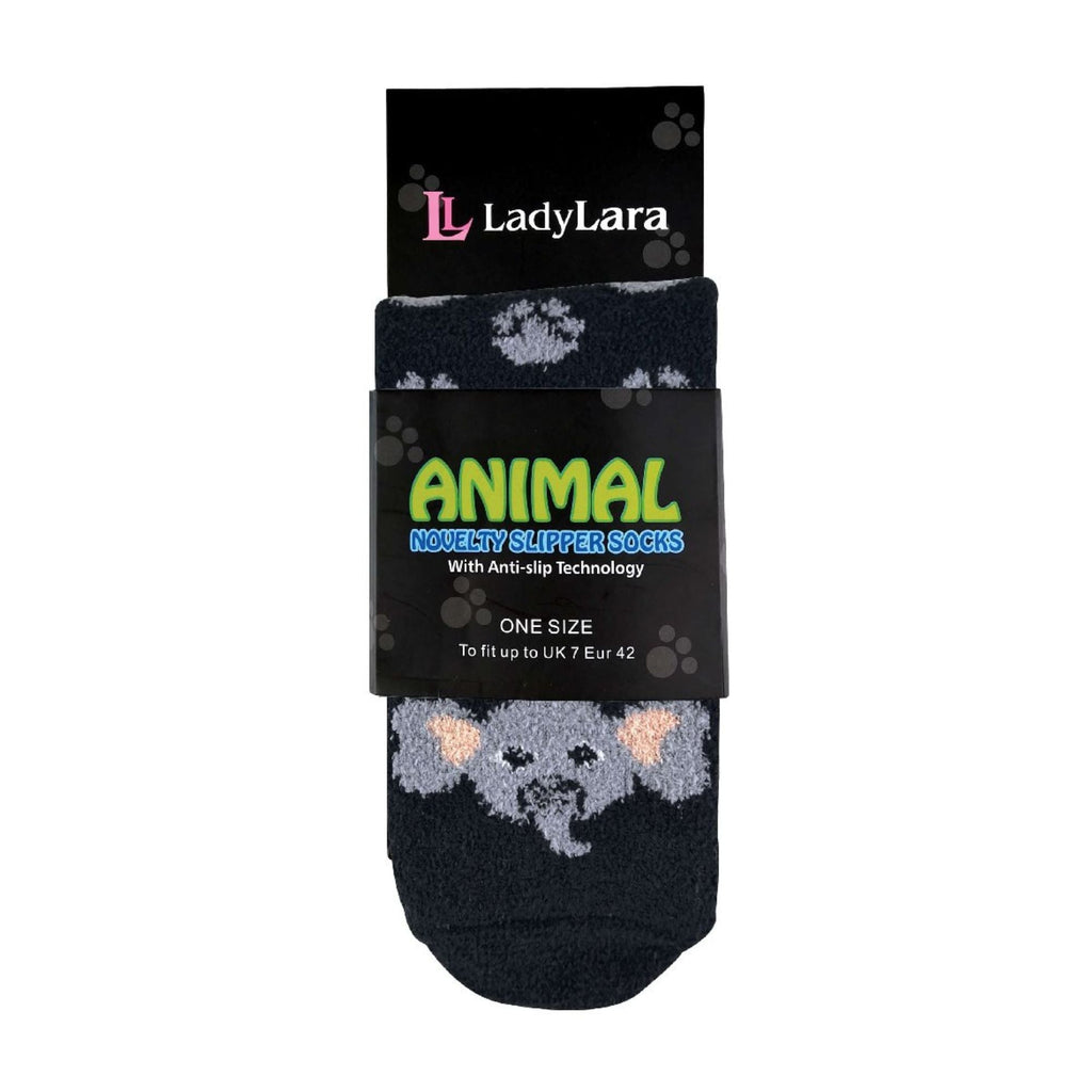 Sock Snob 1 Pack Womens Fluffy Animal Pattern Slipper Socks with Grips