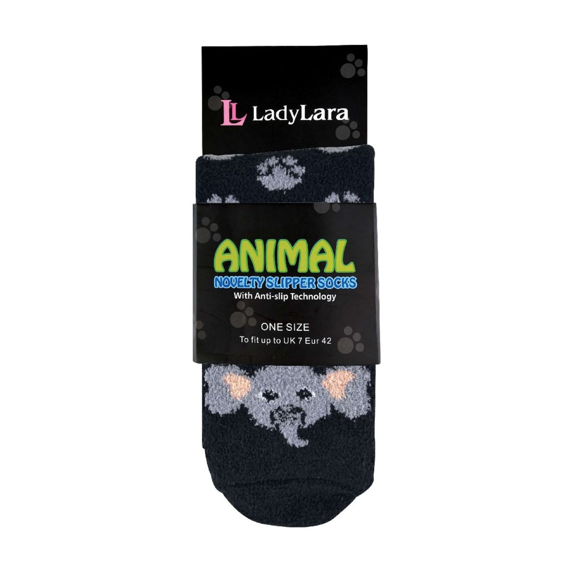 Sock Snob 1 Pack Womens Fluffy Animal Pattern Slipper Socks with Grips