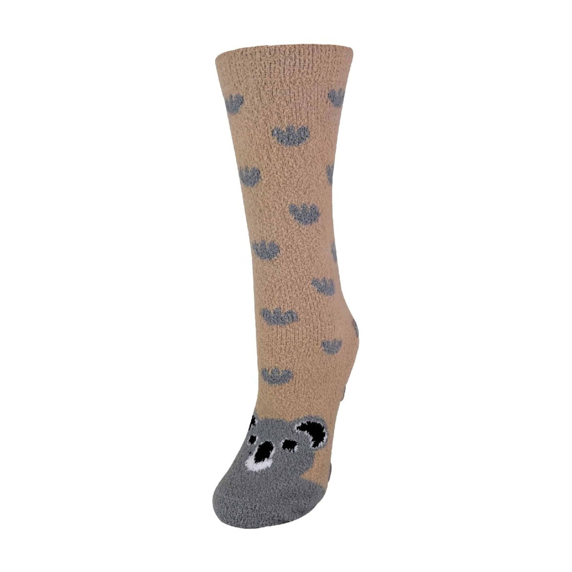 Sock Snob 1 Pack Womens Fluffy Animal Pattern Slipper Socks with Grips
