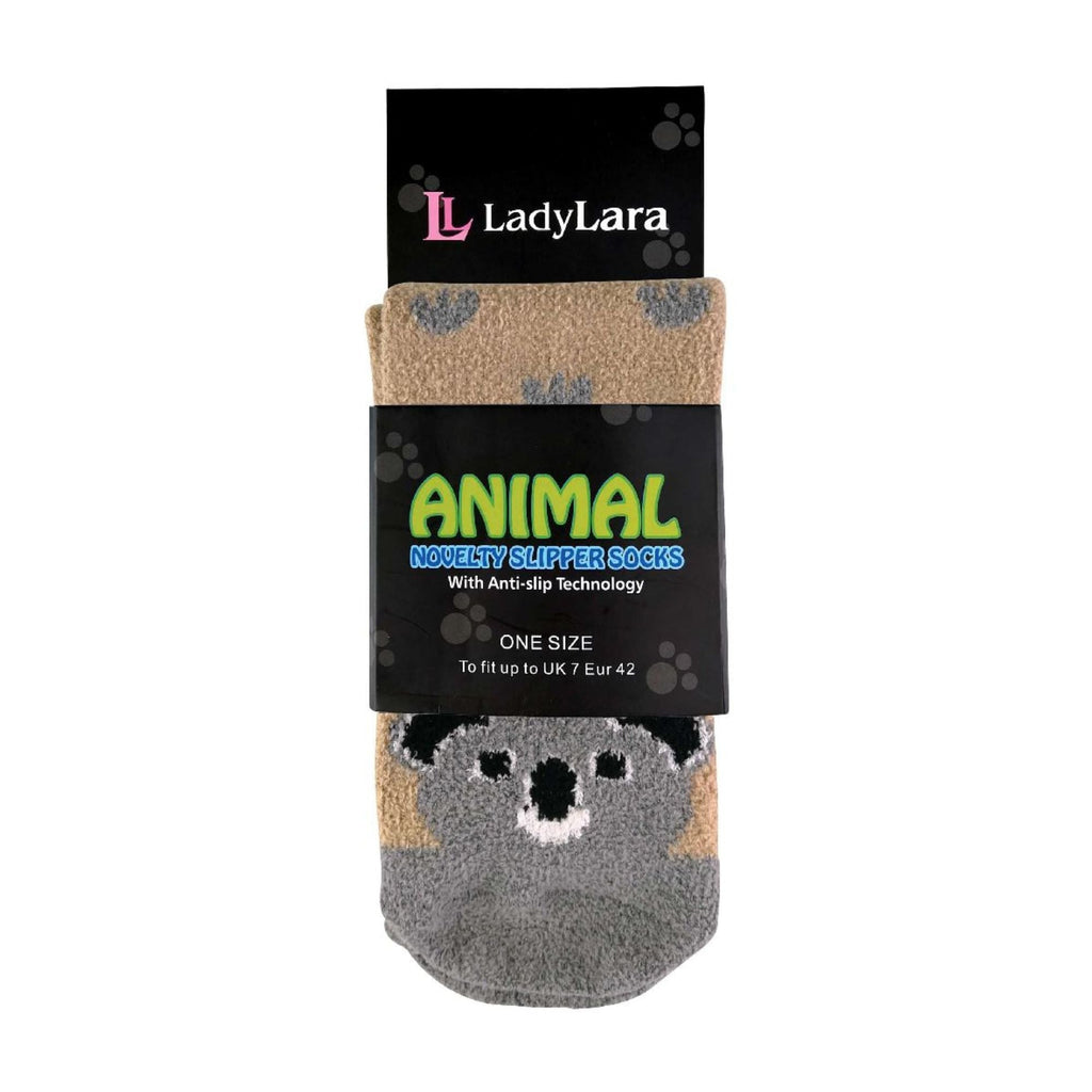 Sock Snob 1 Pack Womens Fluffy Animal Pattern Slipper Socks with Grips