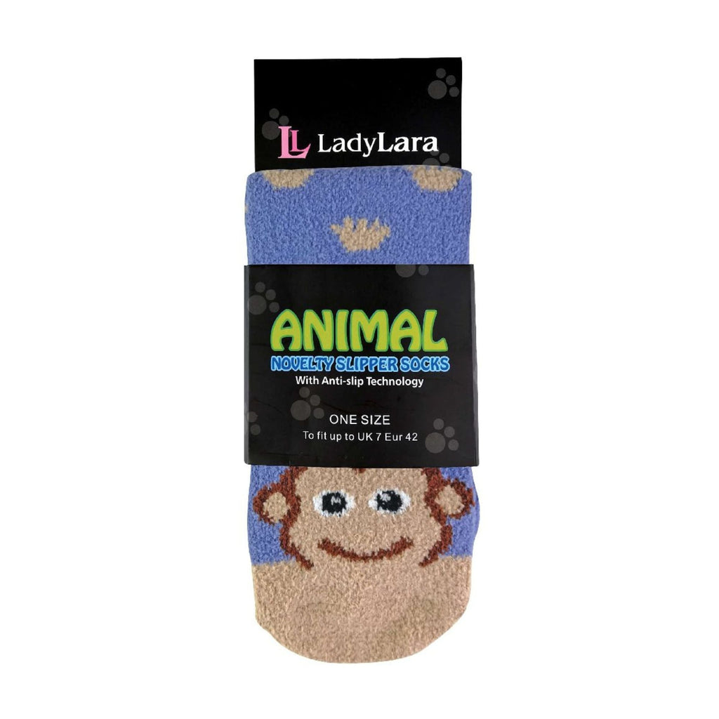 Sock Snob 1 Pack Womens Fluffy Animal Pattern Slipper Socks with Grips