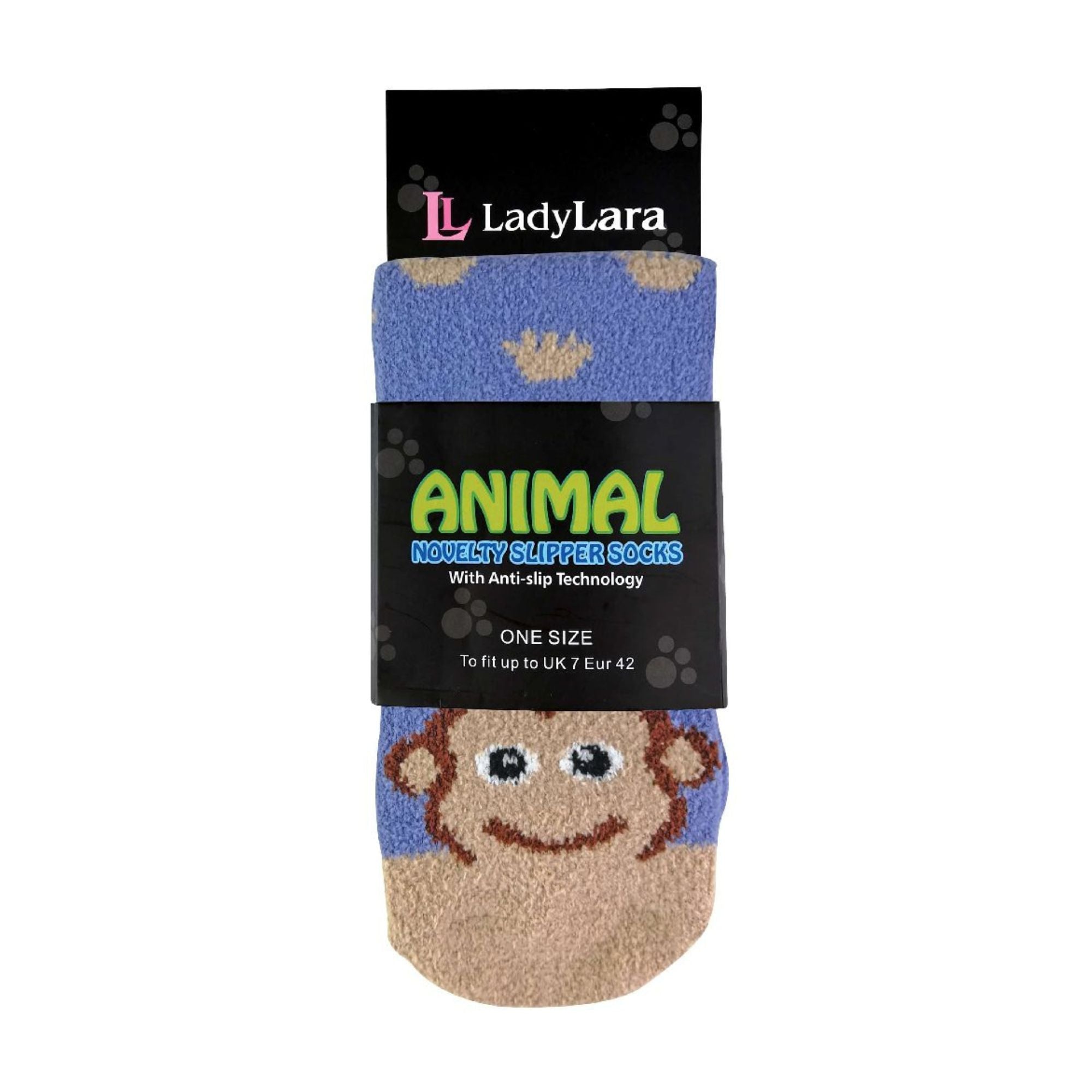 Sock Snob 1 Pack Womens Fluffy Animal Pattern Slipper Socks with Grips
