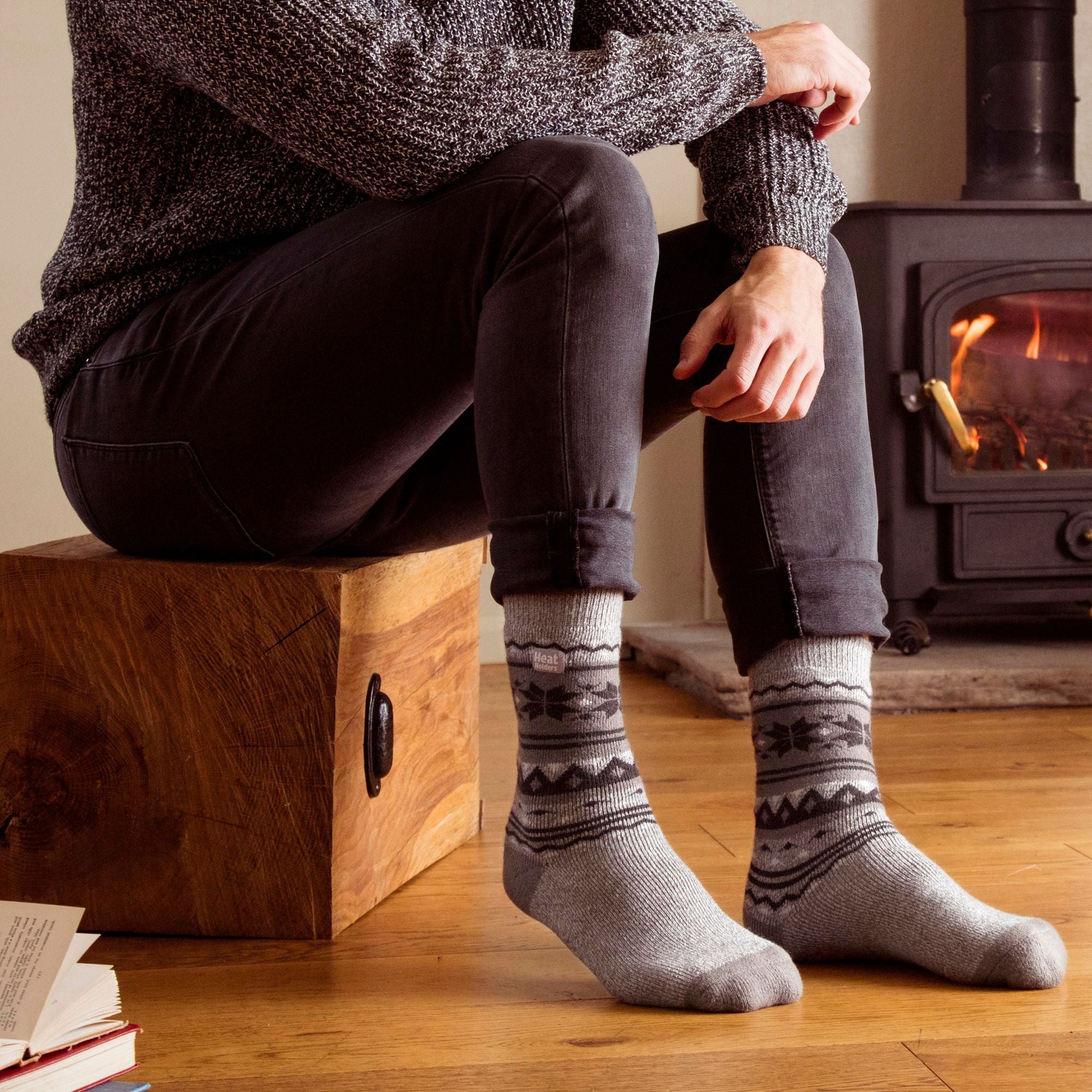 Heat Holders 3 Pairs Mens Thin Lightweight Thermal Dress Socks for Winter