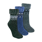 Sock Snob Womens 3 Pack Turnover Top Wool Bed Socks for Winter - Fluffy Nordic Design