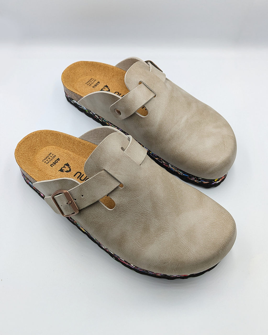 Nuoceans Stone Taupe Light Grey Vegan Clogs