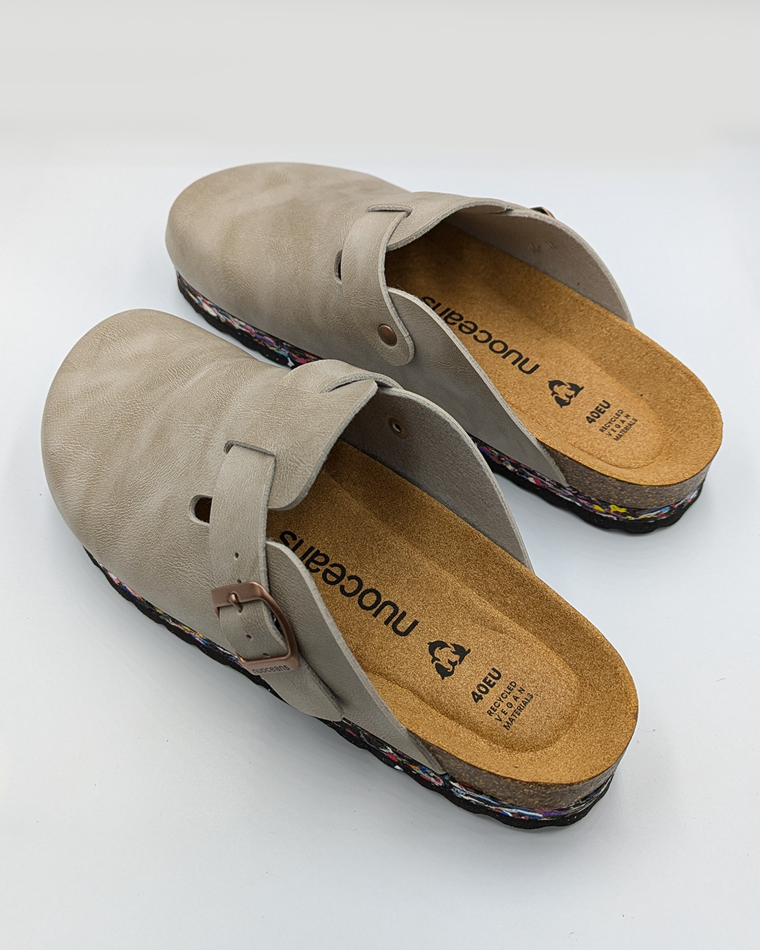 Nuoceans Stone Taupe Light Grey Vegan Clogs