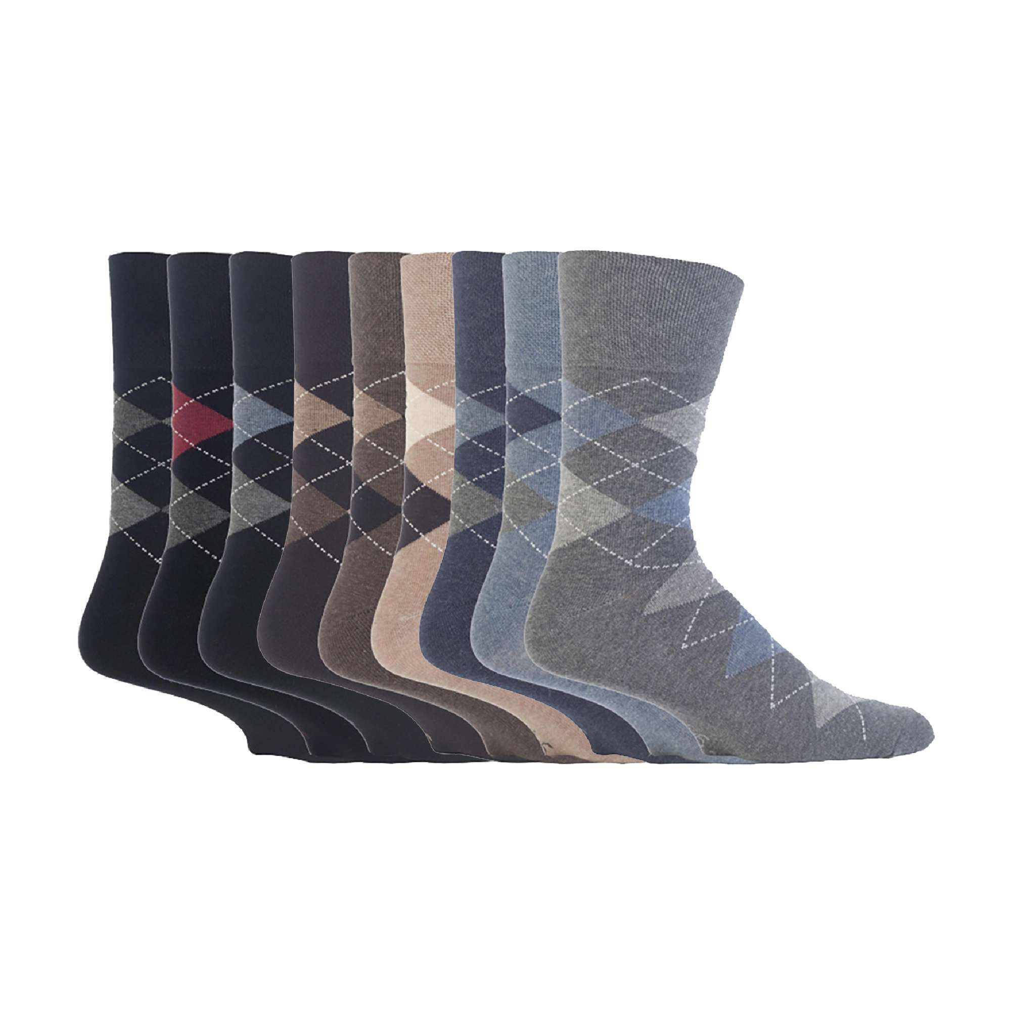 Gentle Grip 9 Pairs Non Elastic Cotton Mens Socks with Loose Top