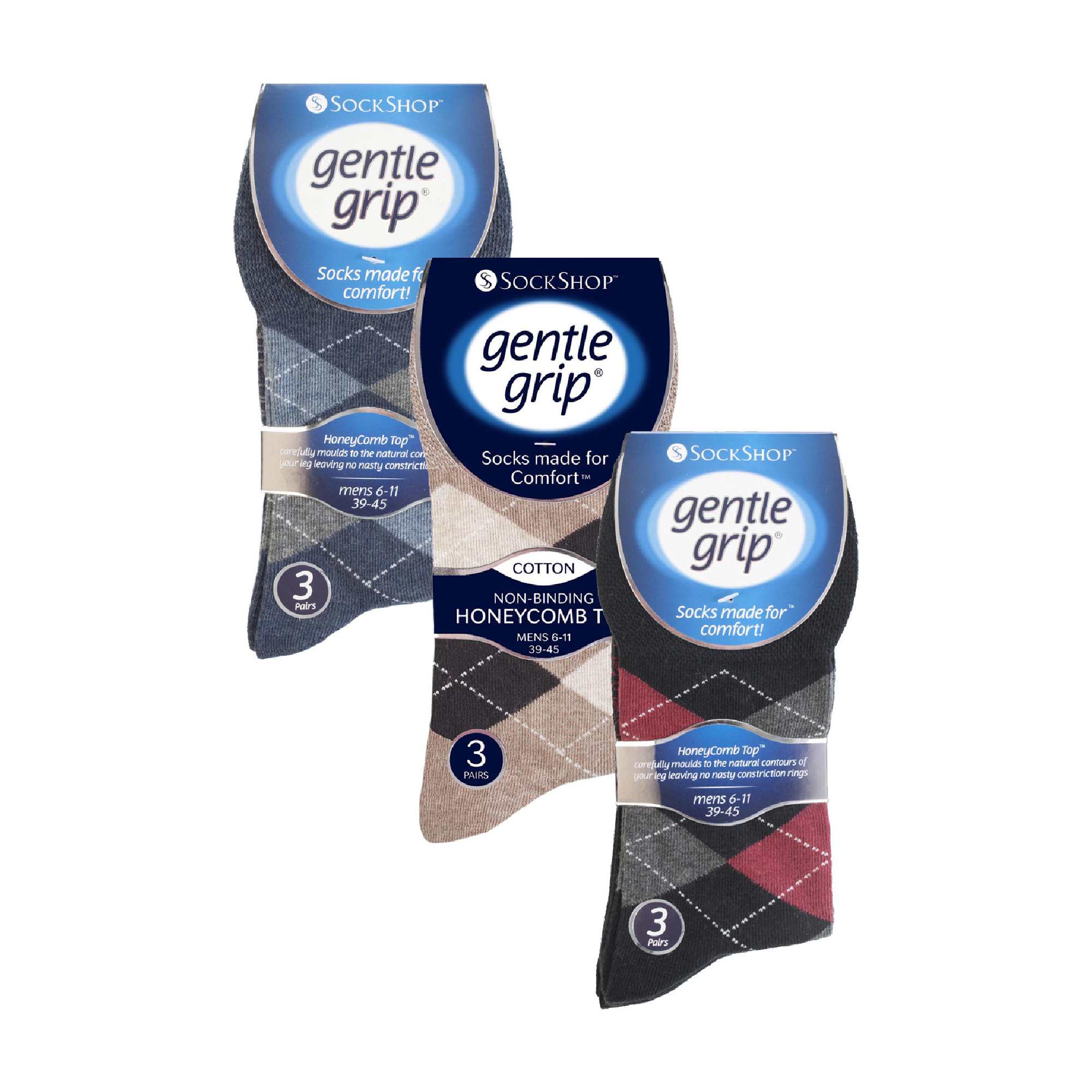 Gentle Grip 9 Pairs Non Elastic Cotton Mens Socks with Loose Top