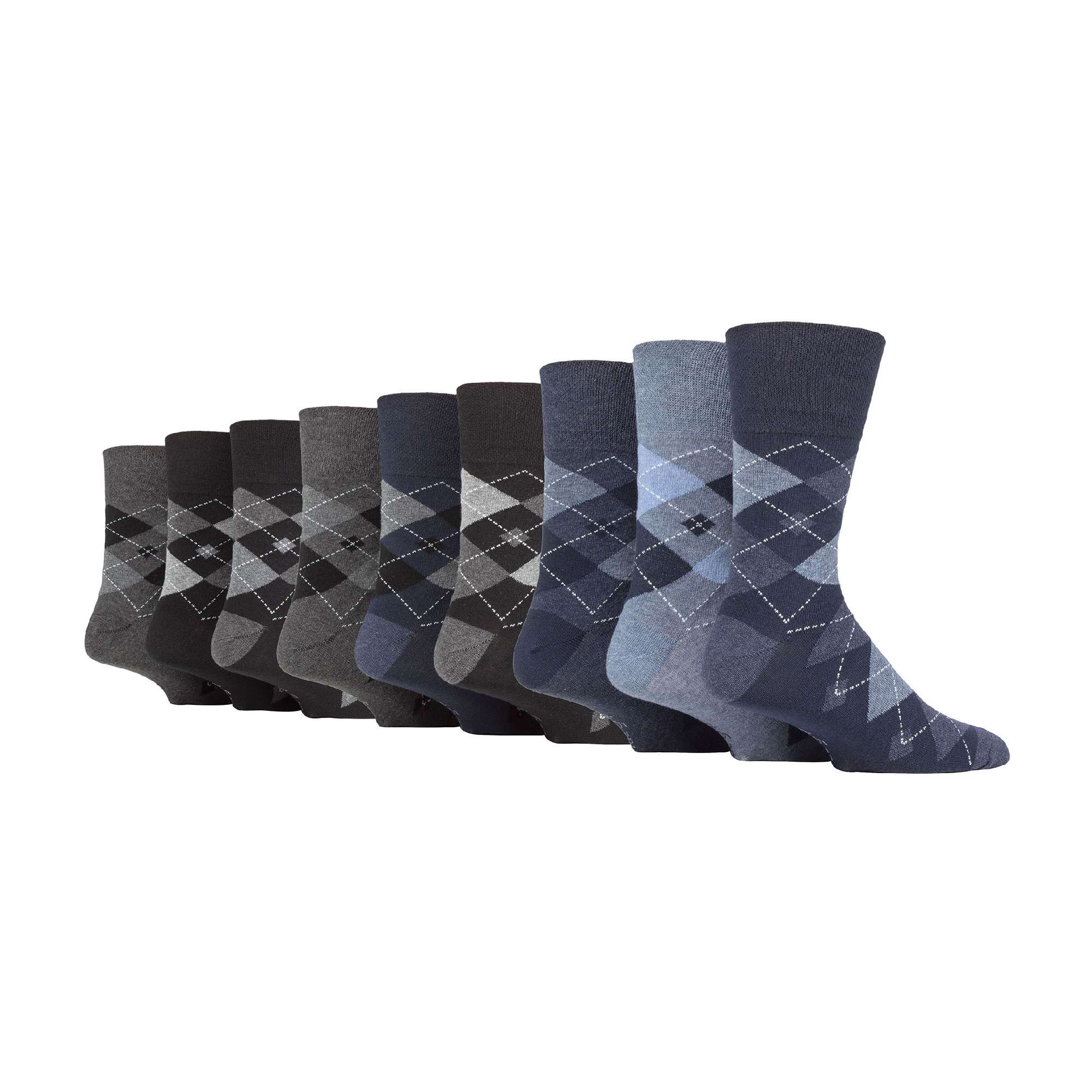 Gentle Grip 9 Pairs Non Elastic Cotton Mens Socks with Loose Top