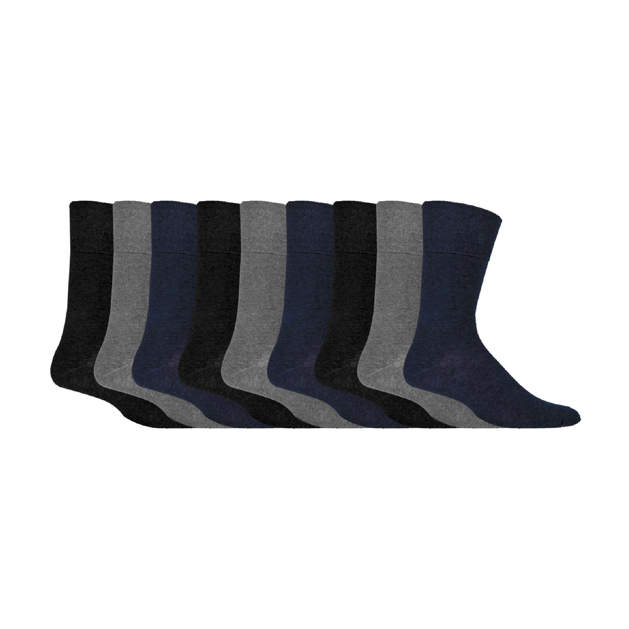 Gentle Grip 9 Pairs Non Elastic Cotton Mens Socks with Loose Top